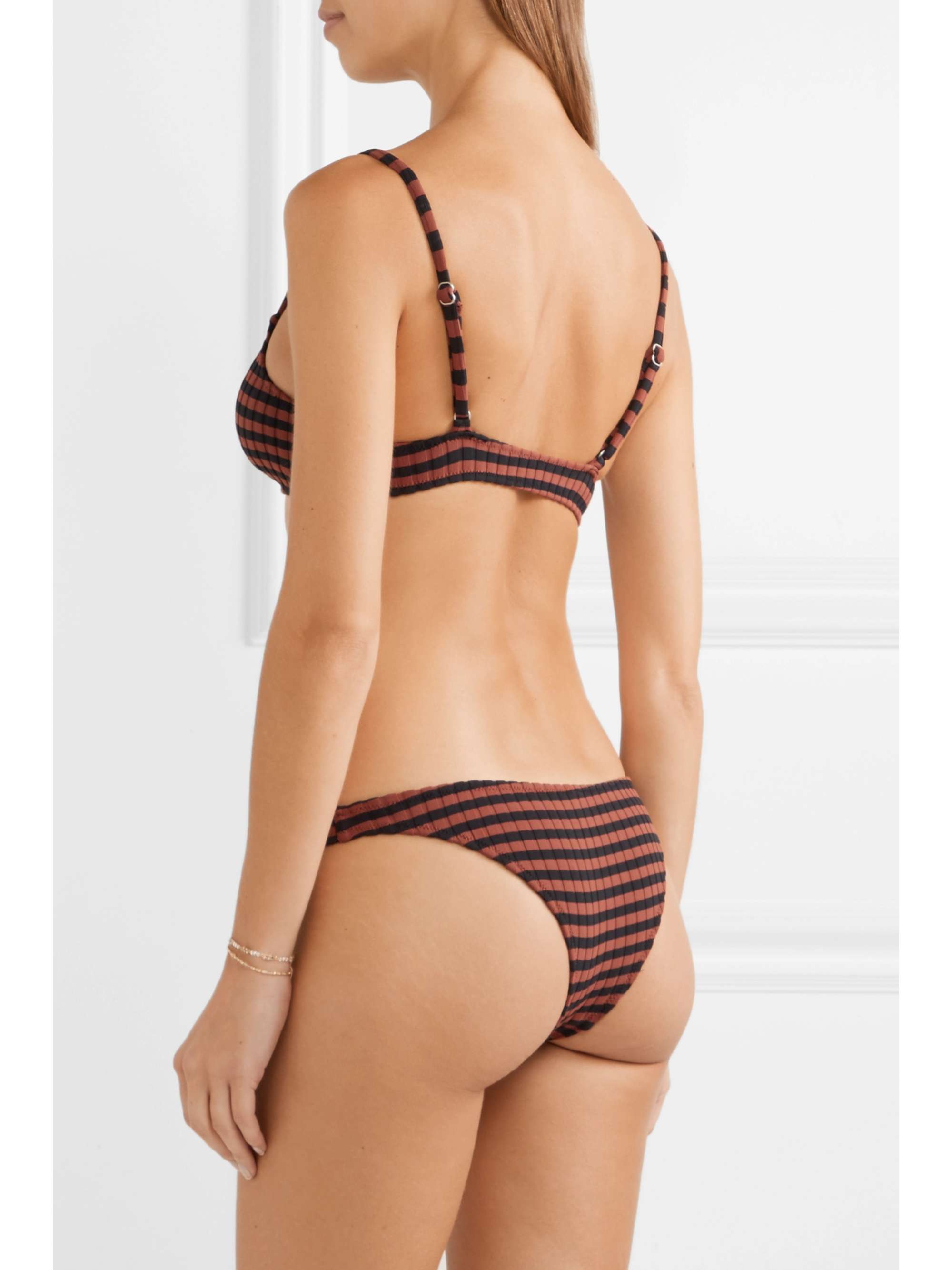 SOLID & STRIPED The Rachel striped ribbed bikini briefs