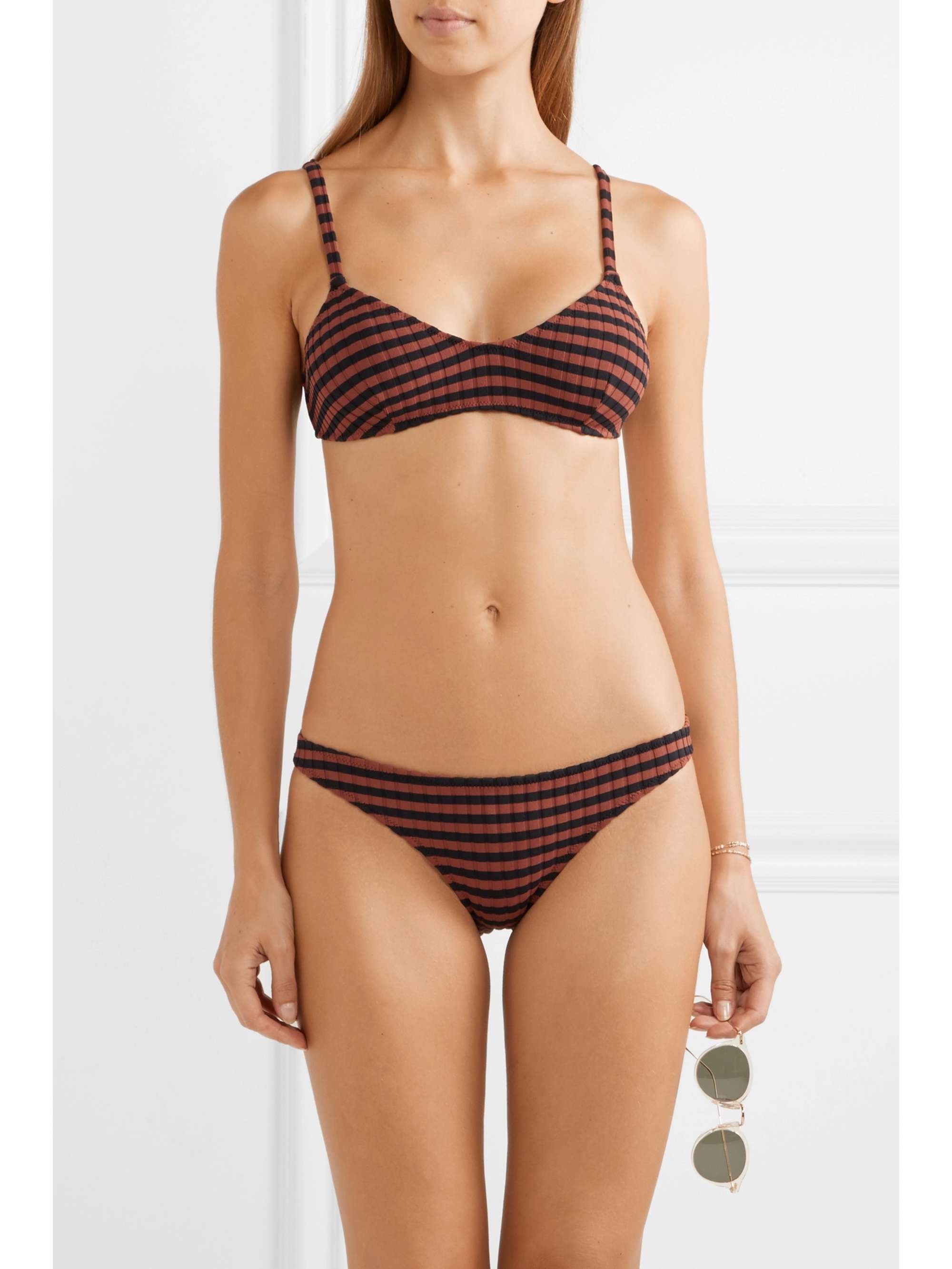 SOLID & STRIPED The Rachel striped ribbed bikini briefs