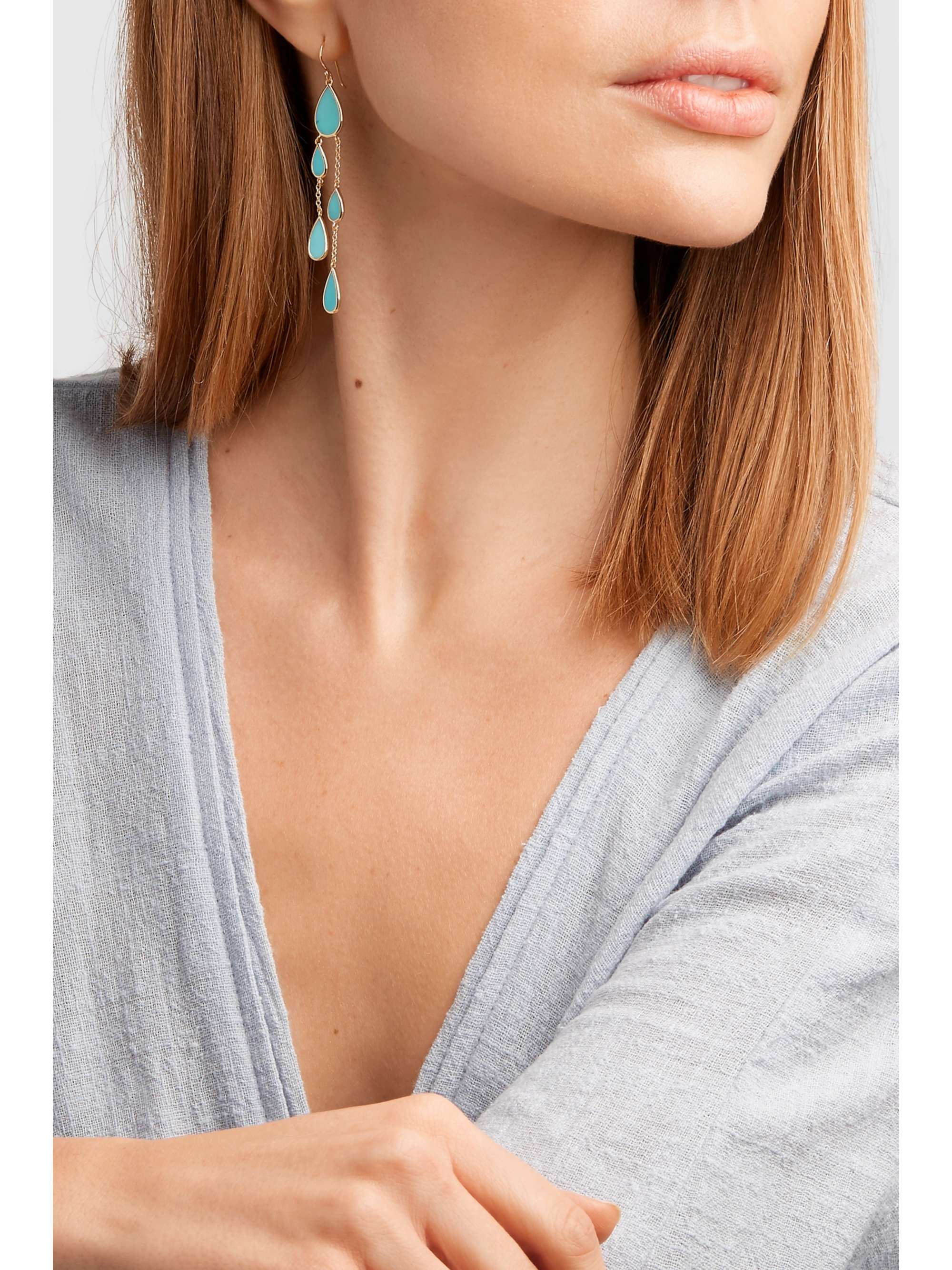 IPPOLITA Polished Rock Candy 18-karat gold turquoise earrings