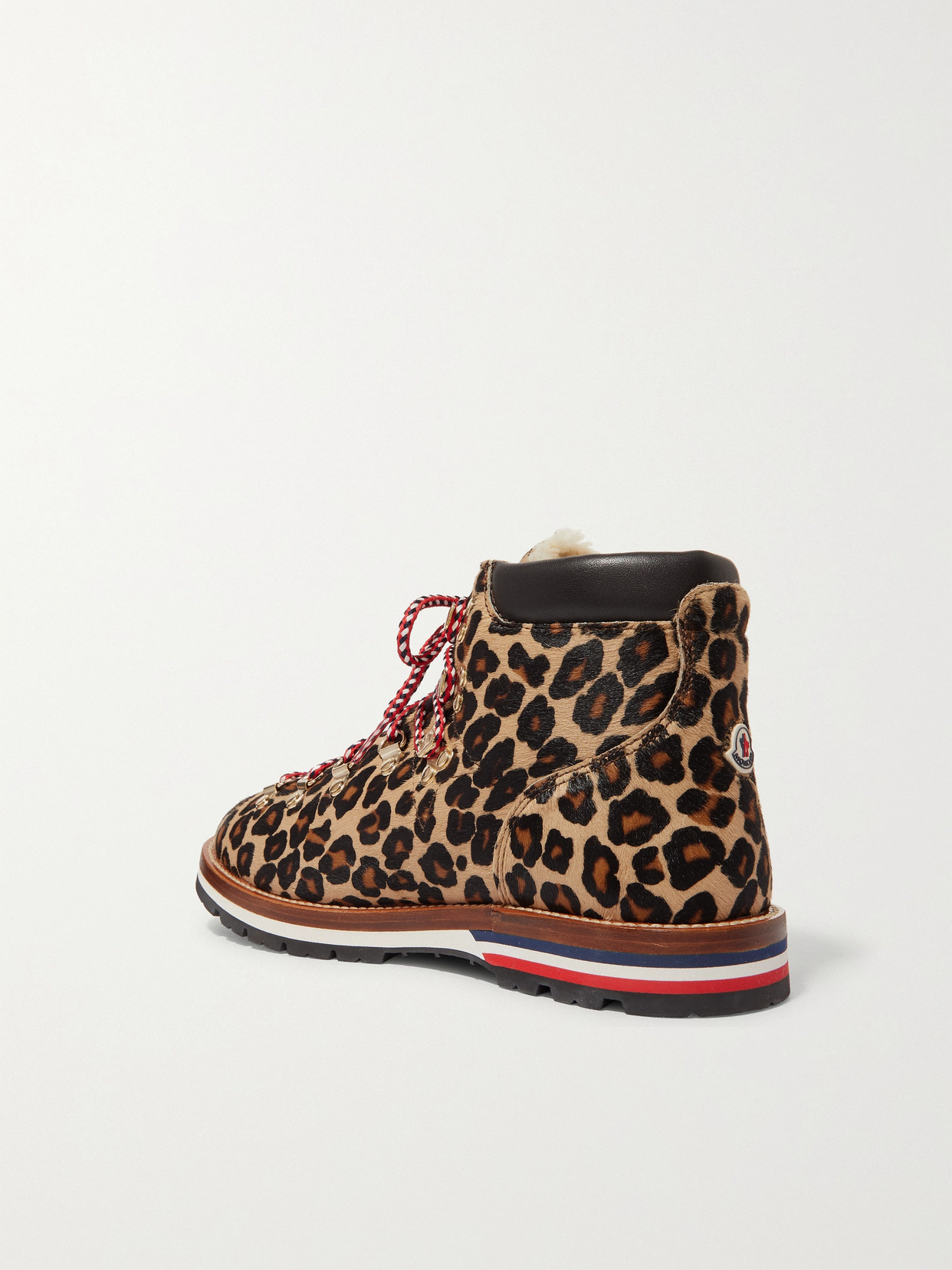 Shop Moncler Blanche Shearling-lined Calf Hair Ankle Boots In Leopard Print