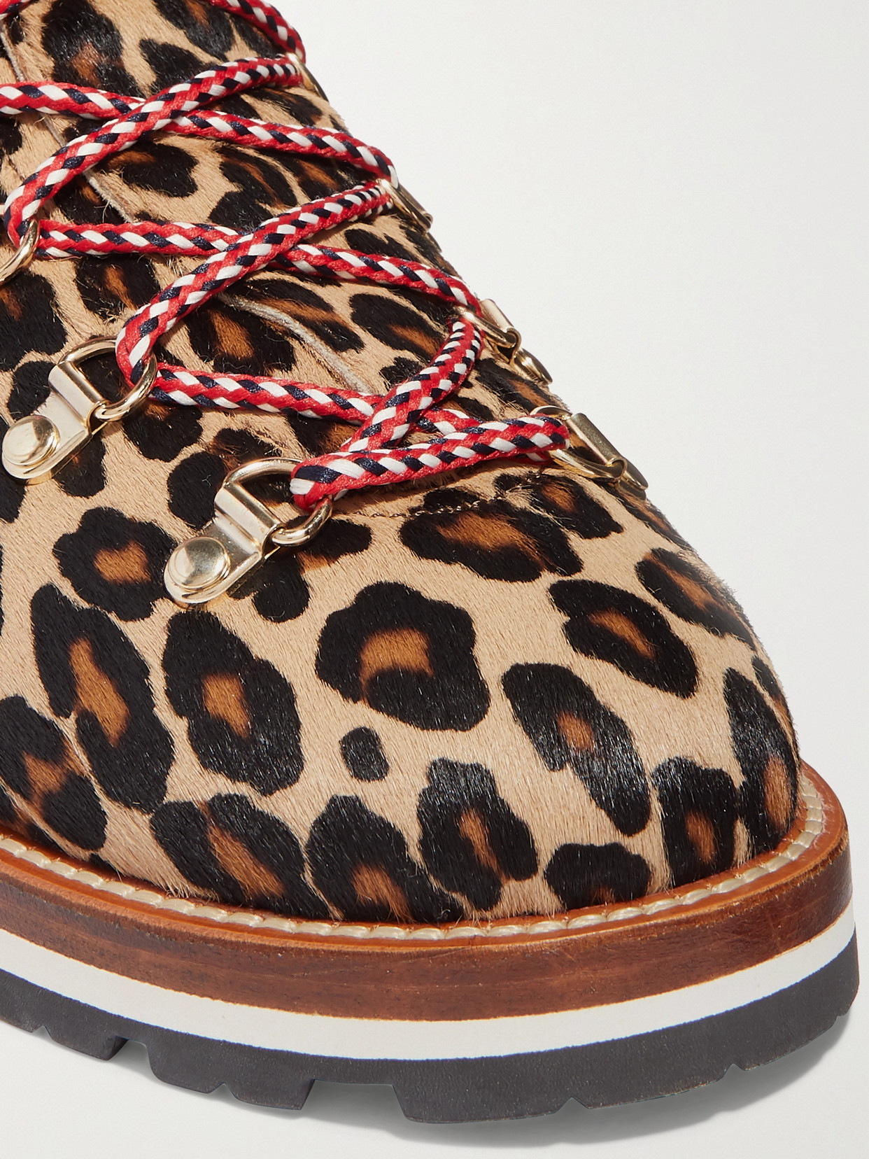 Shop Moncler Blanche Shearling-lined Calf Hair Ankle Boots In Leopard Print