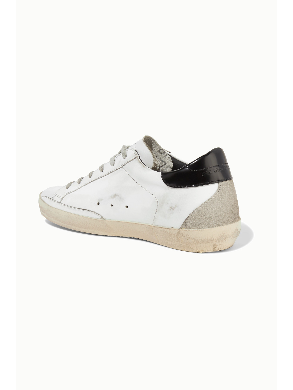 Golden Goose Superstar Distressed Leather And Suede Sneakers In White