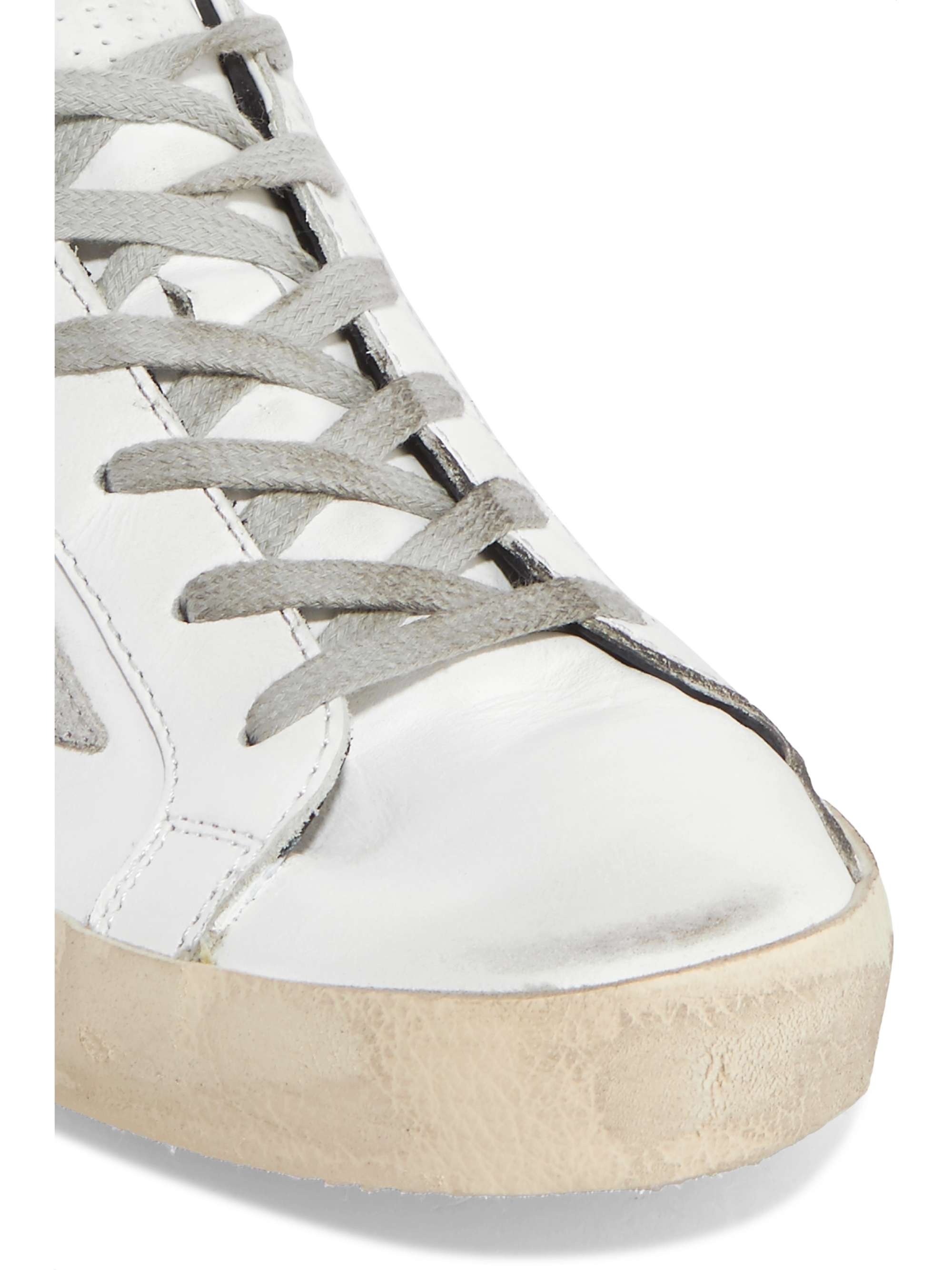 GOLDEN GOOSE Superstar distressed leather and suede sneakers