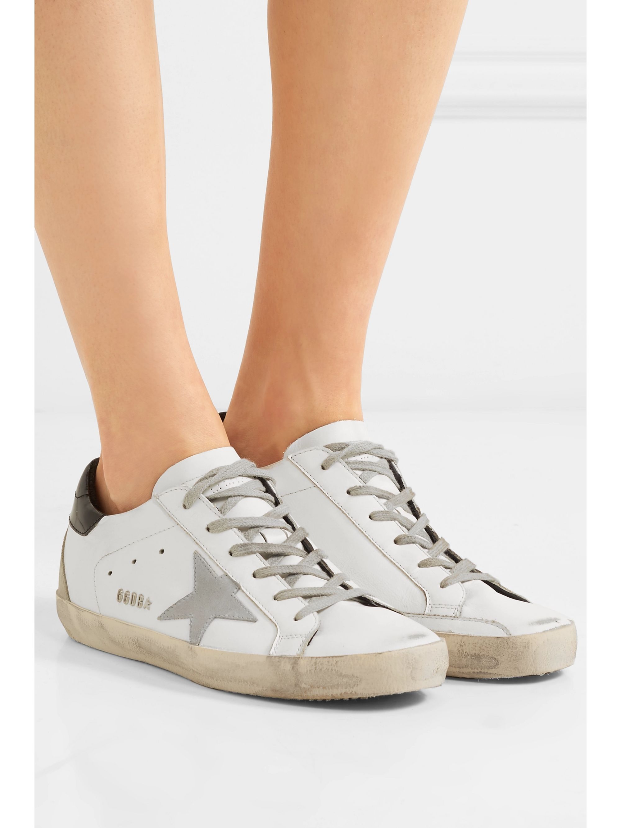 golden goose superstar leather and suede sneakers