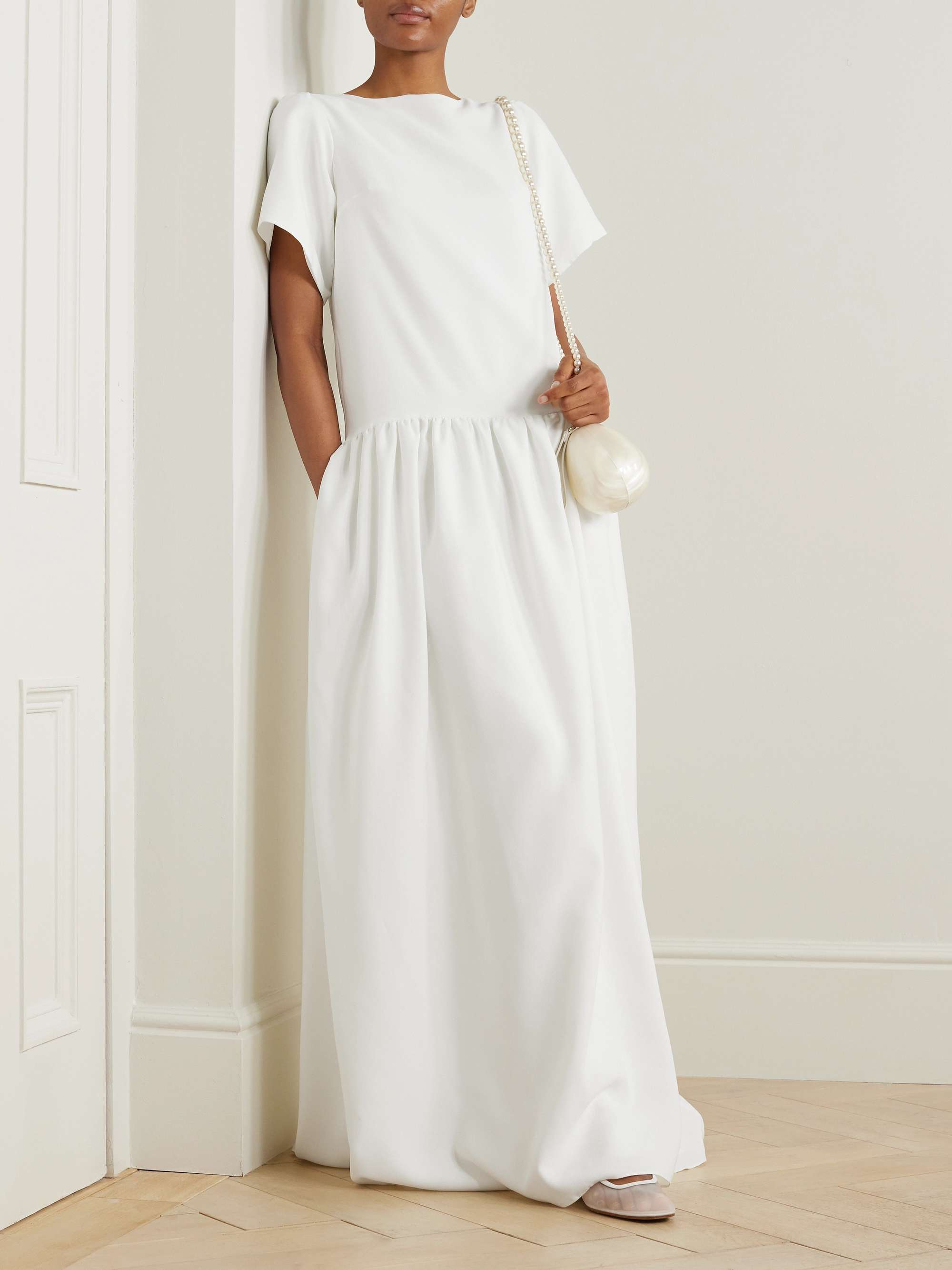 HALFPENNY LONDON Stella drop-waist crepe de chine gown