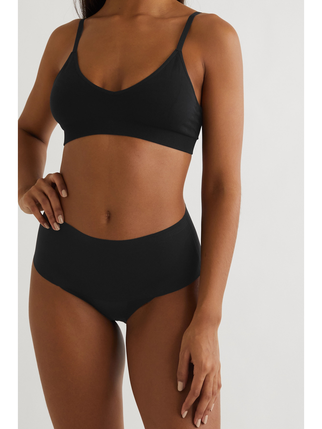 Shop Spanx Undie-tectable Set Of Two Stretch-jersey Briefs In Black