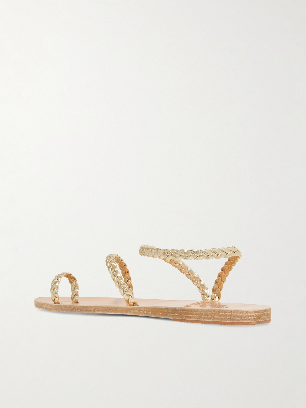 Shop Ancient Greek Sandals Eleftheria Braided Metallic Leather Sandals In Gold