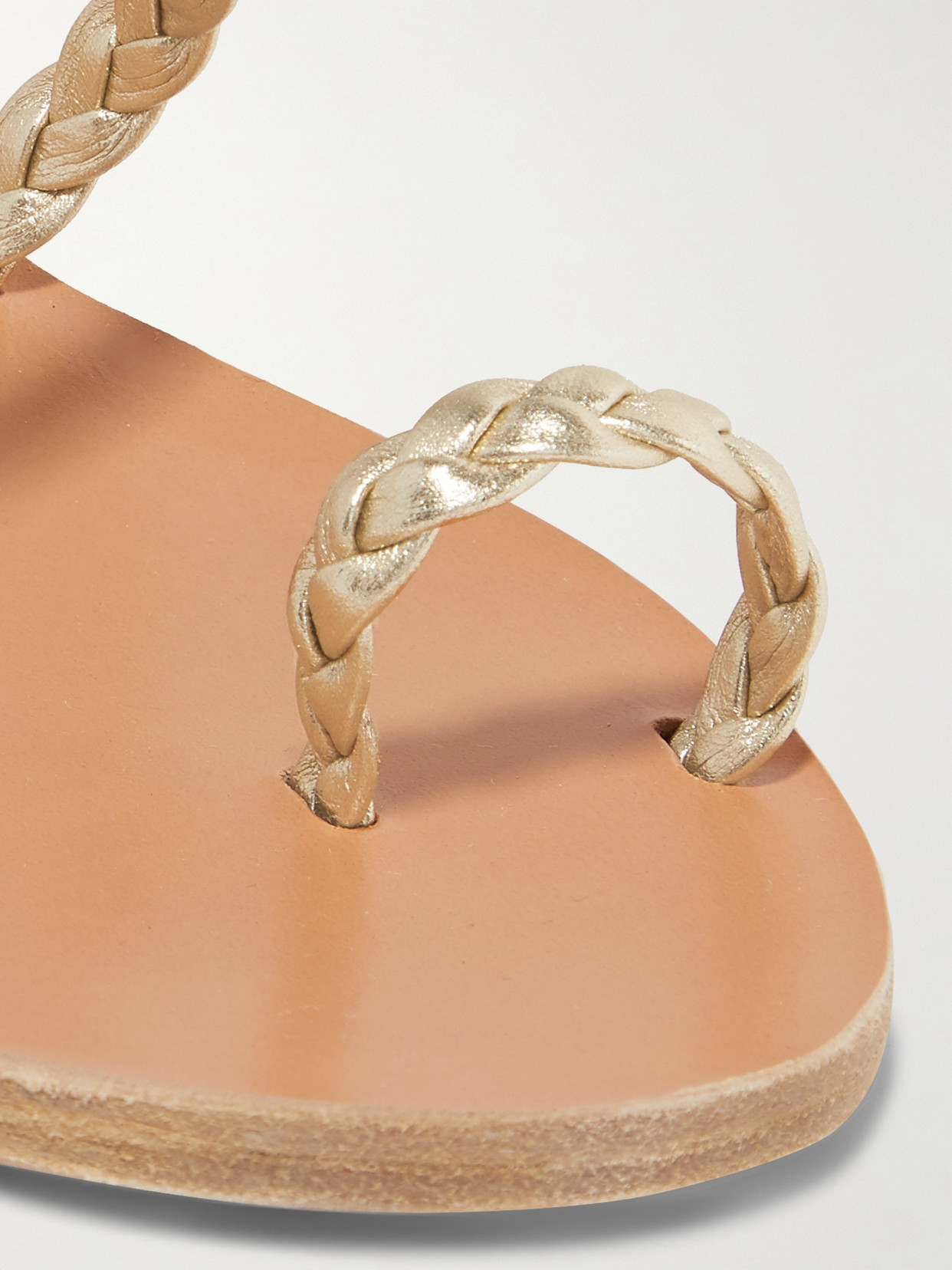 Shop Ancient Greek Sandals Eleftheria Braided Metallic Leather Sandals In Gold