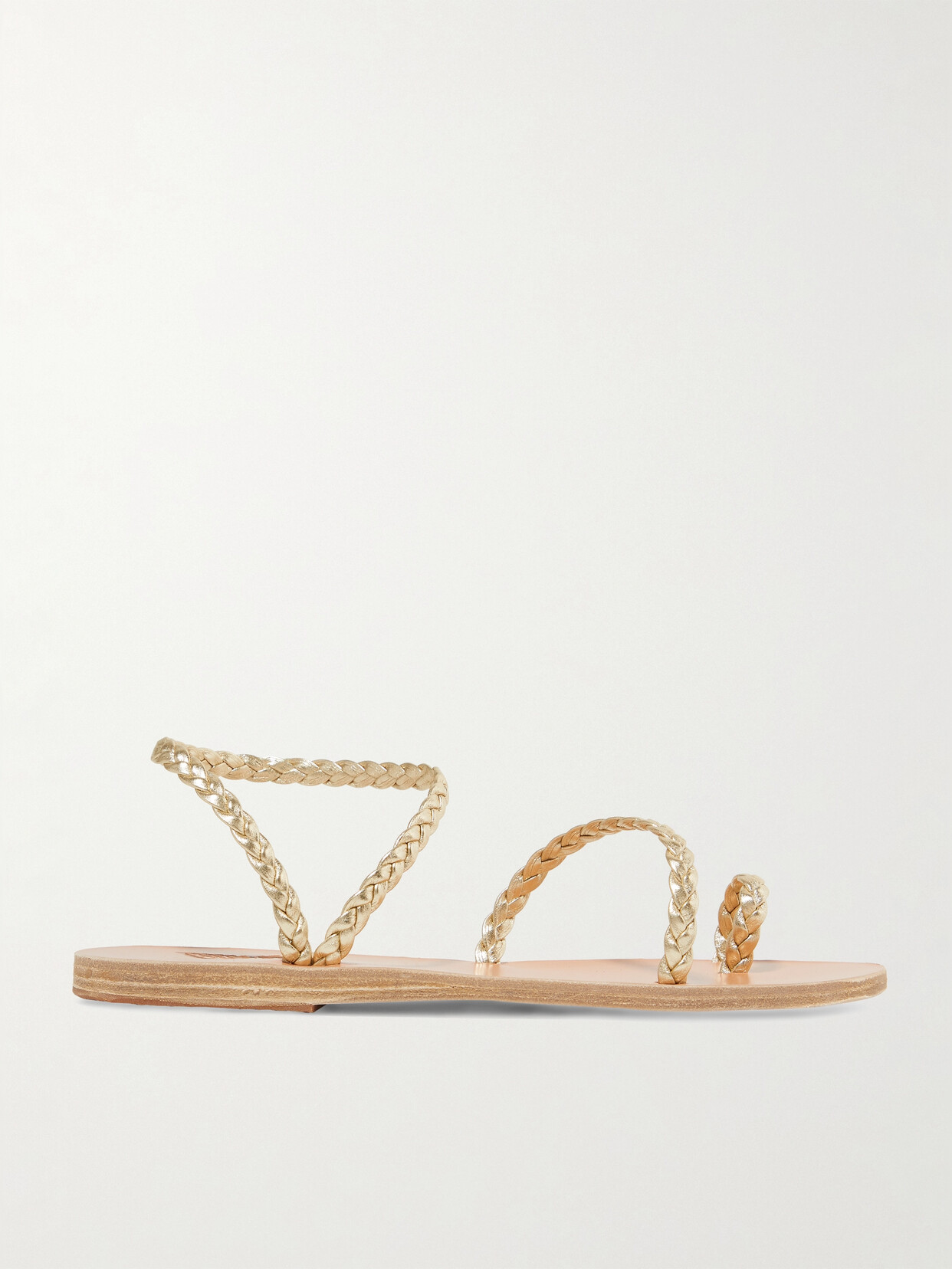 Shop Ancient Greek Sandals Eleftheria Braided Metallic Leather Sandals In Gold