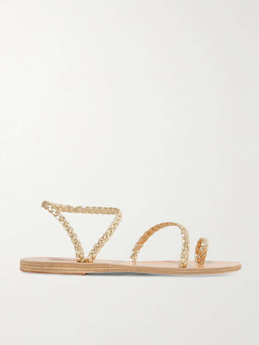 Ancient Greek Sandals Eleftheria Braided Metallic Leather Sandals