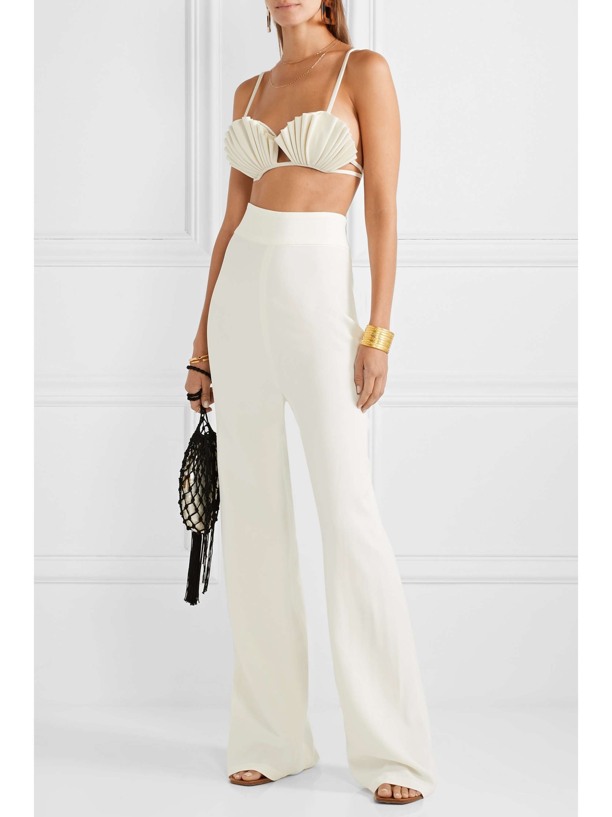 ADRIANA DEGREAS Crepe wide-leg pants