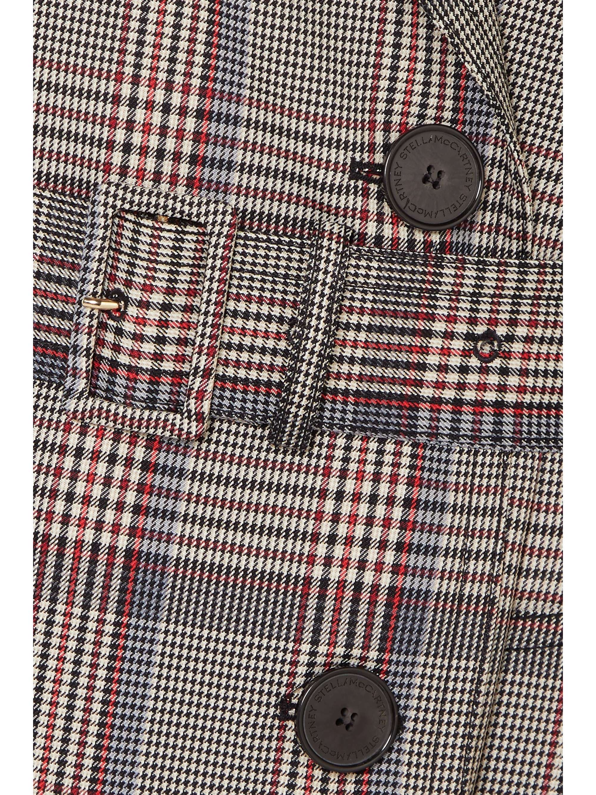 STELLA MCCARTNEY Pleated Prince of Wales checked belted woven trench coat