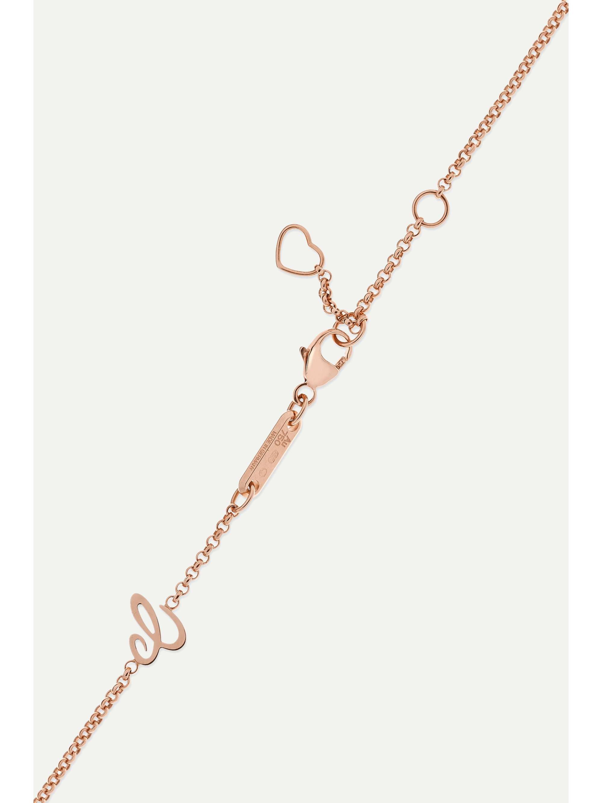 CHOPARD Happy Hearts 18-karat rose gold, onyx and diamond necklace