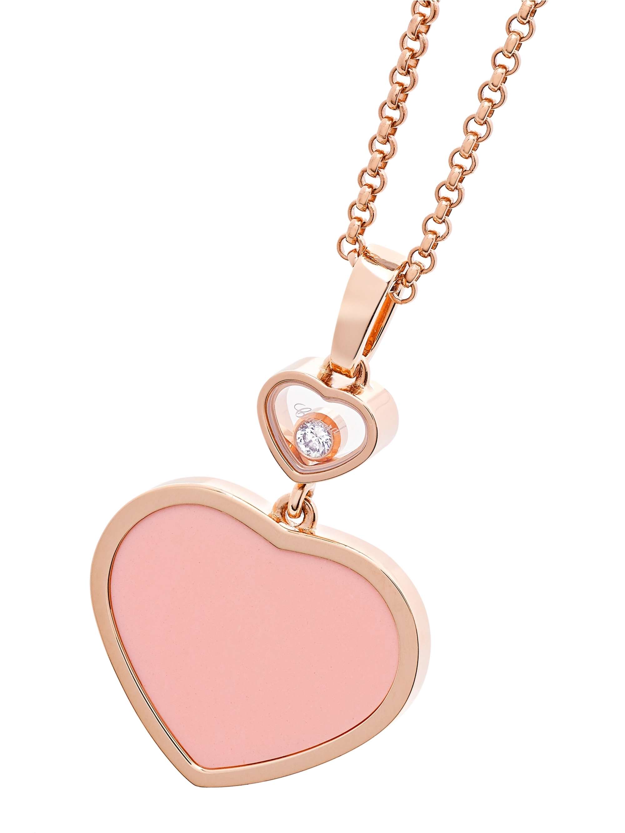 CHOPARD Happy Hearts 18-karat rose gold, onyx and diamond necklace