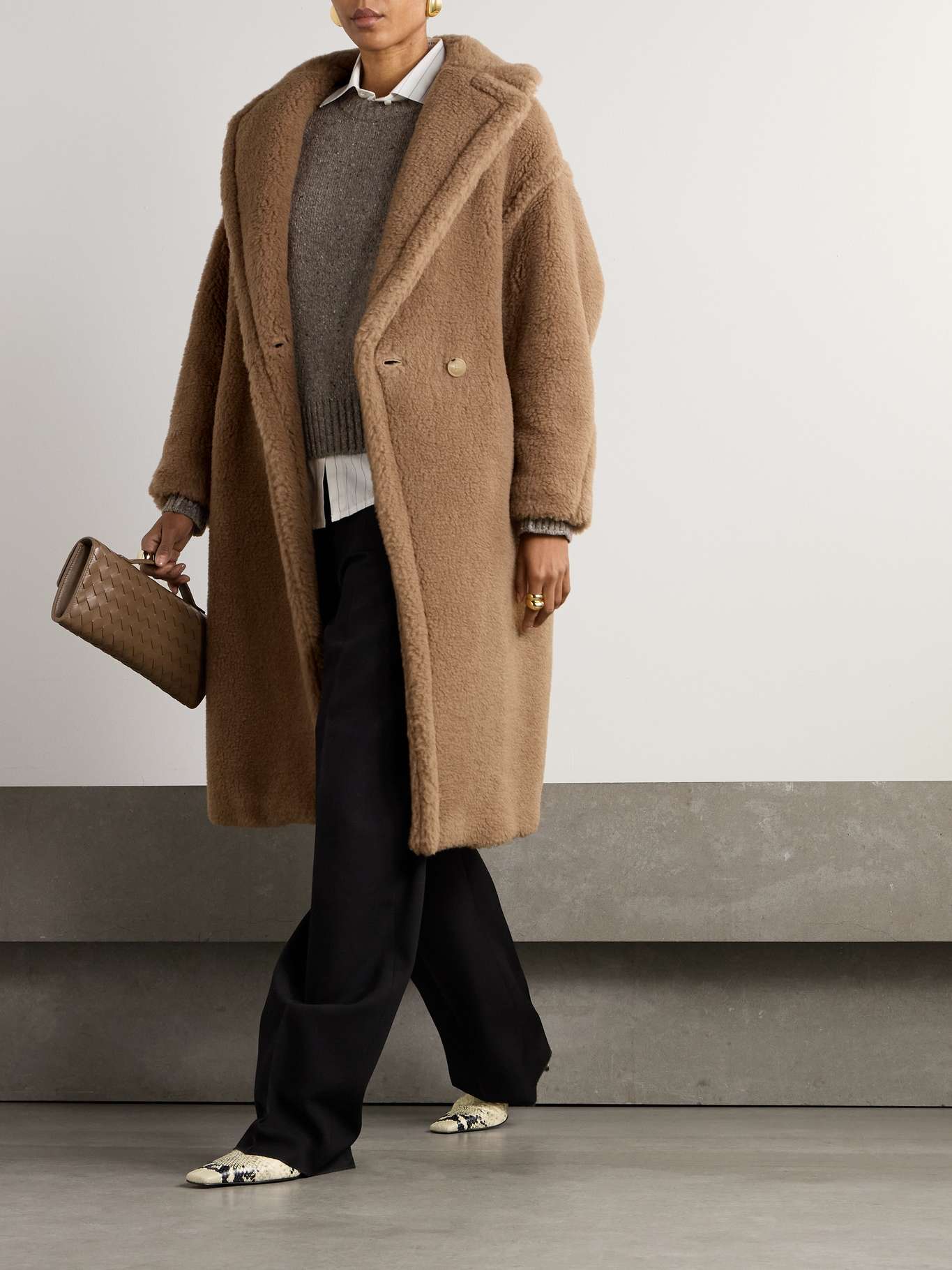 Max Mara Teddy Bear Silk Camel Long Coat Outerwear 101606296 Brown XS