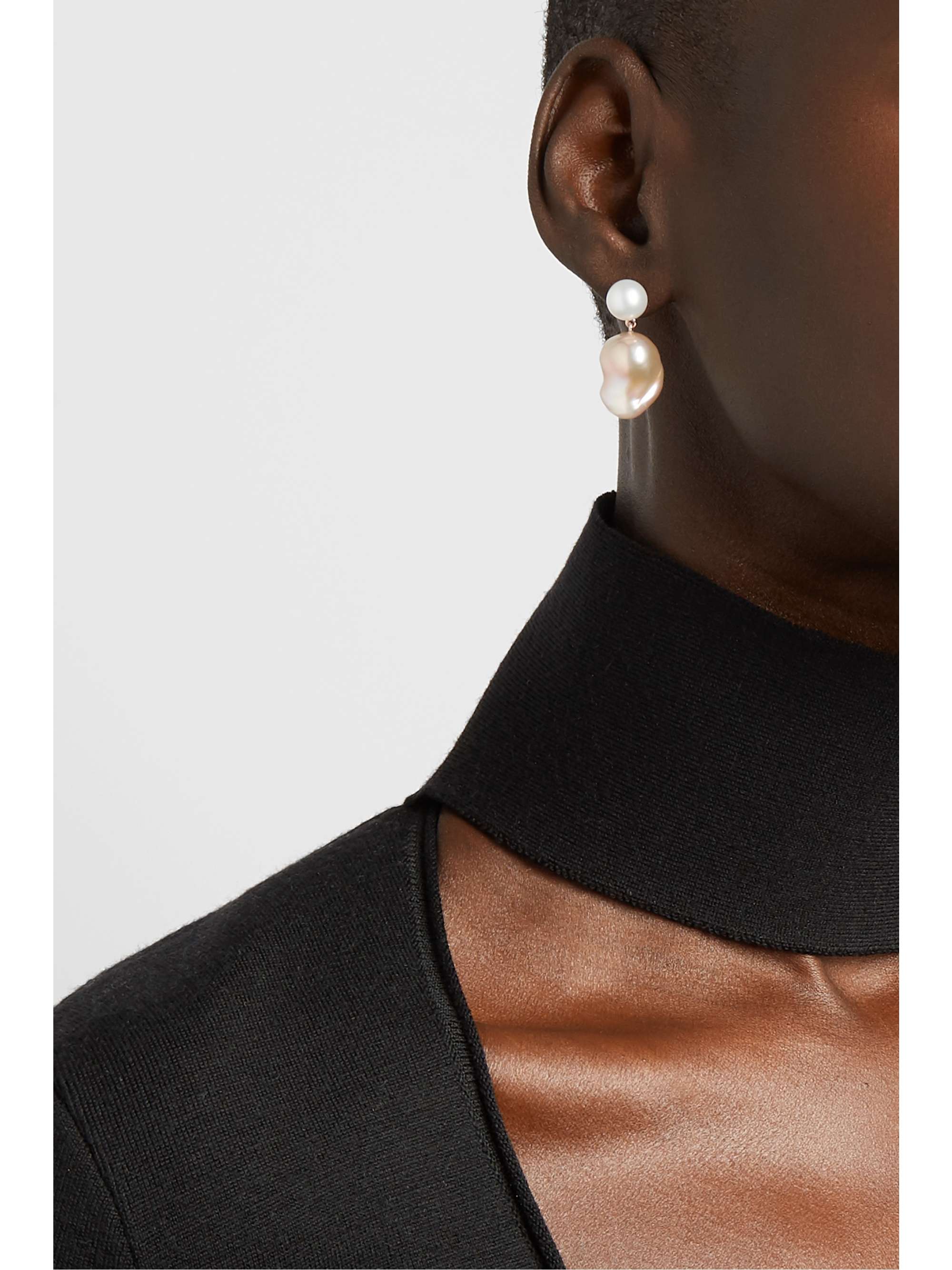 SOPHIE BILLE BRAHE Venus Rose 14-karat gold pearl earrings