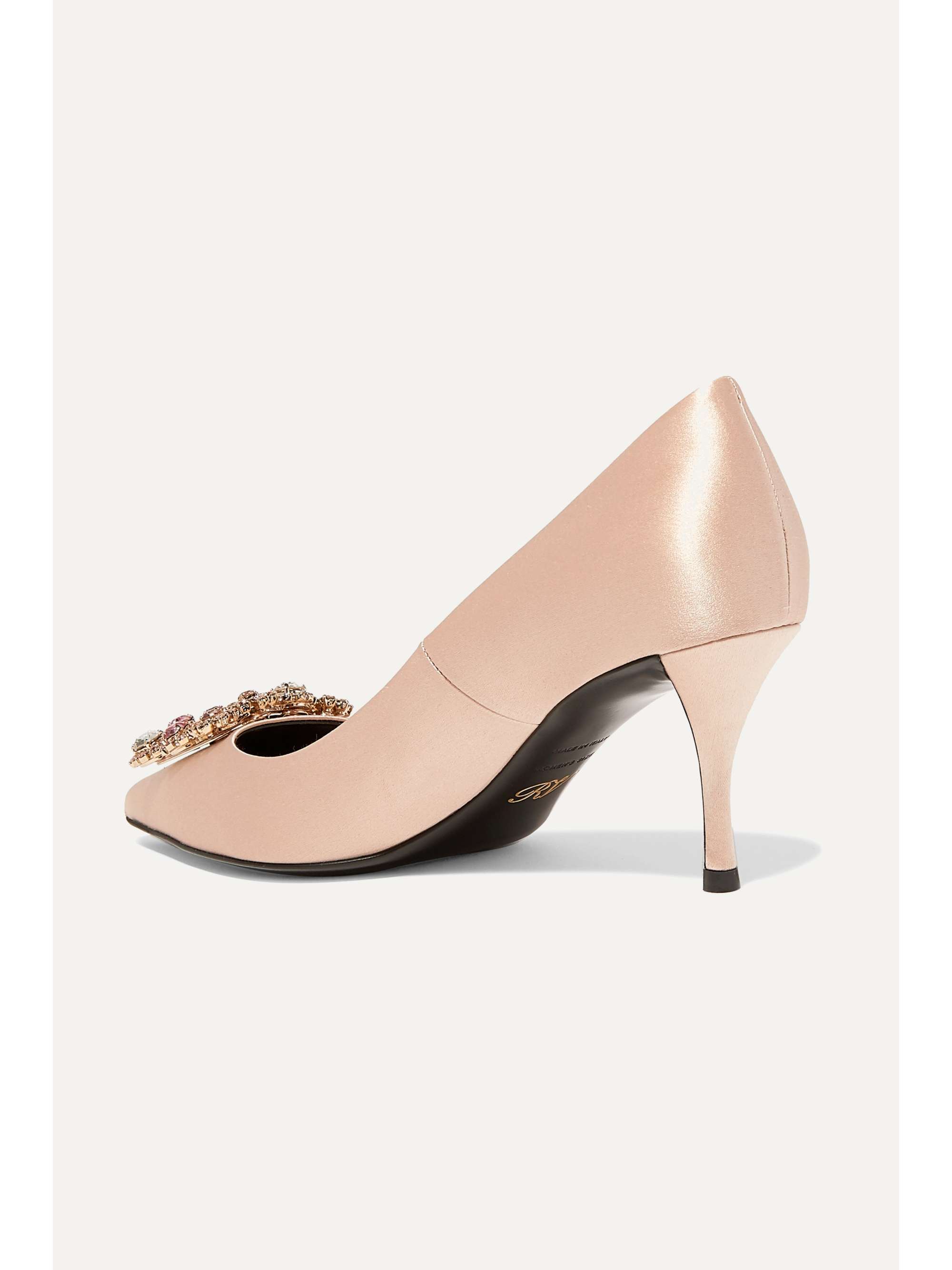 ROGER VIVIER Flower crystal-embellished satin pumps