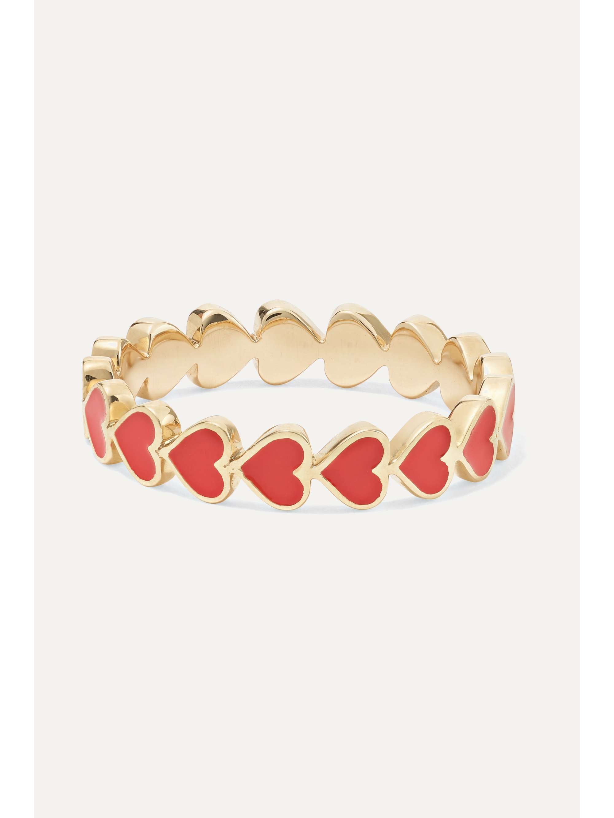 ALISON LOU Heart Stack 14K 黄金搪瓷戒指