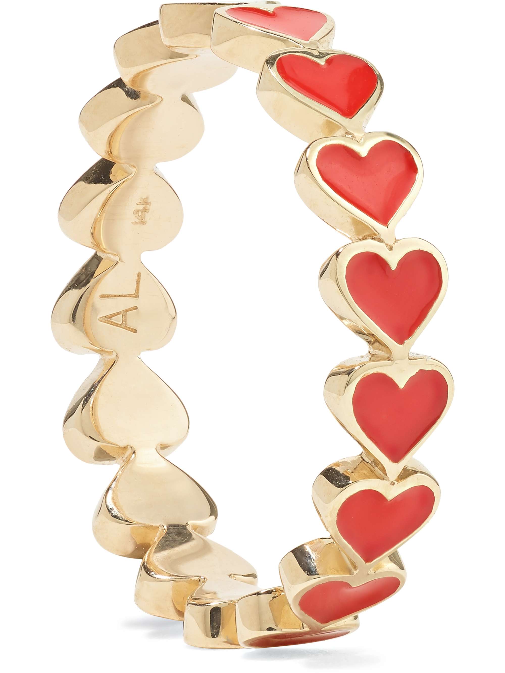 ALISON LOU Heart Stack 14K 黄金搪瓷戒指