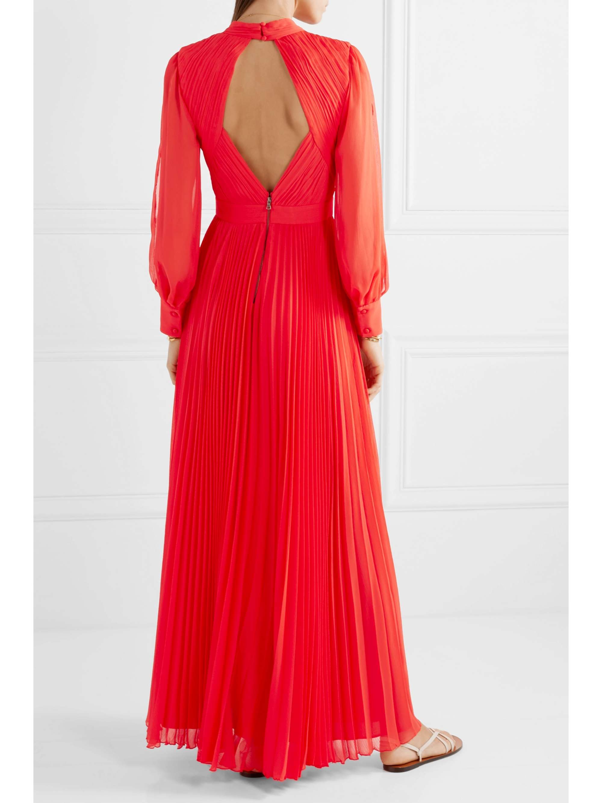 ALICE + OLIVIA Cheney cutout pleated georgette maxi dress