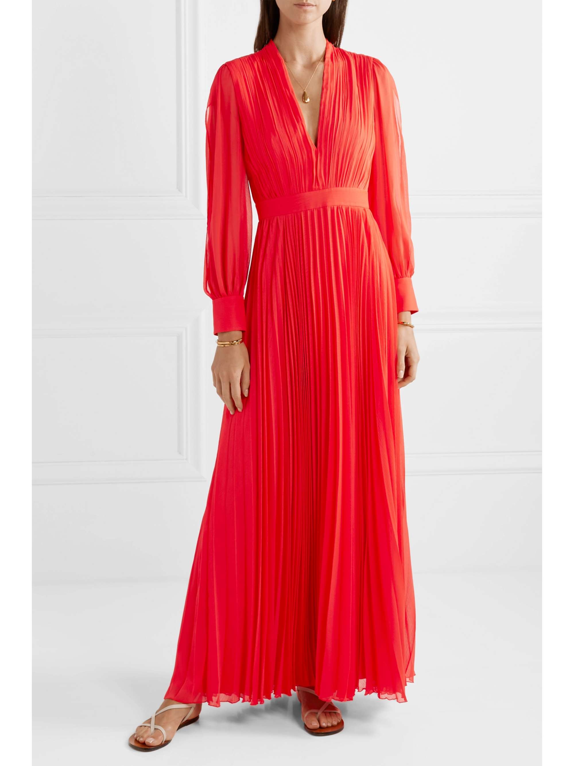 ALICE + OLIVIA Cheney cutout pleated georgette maxi dress