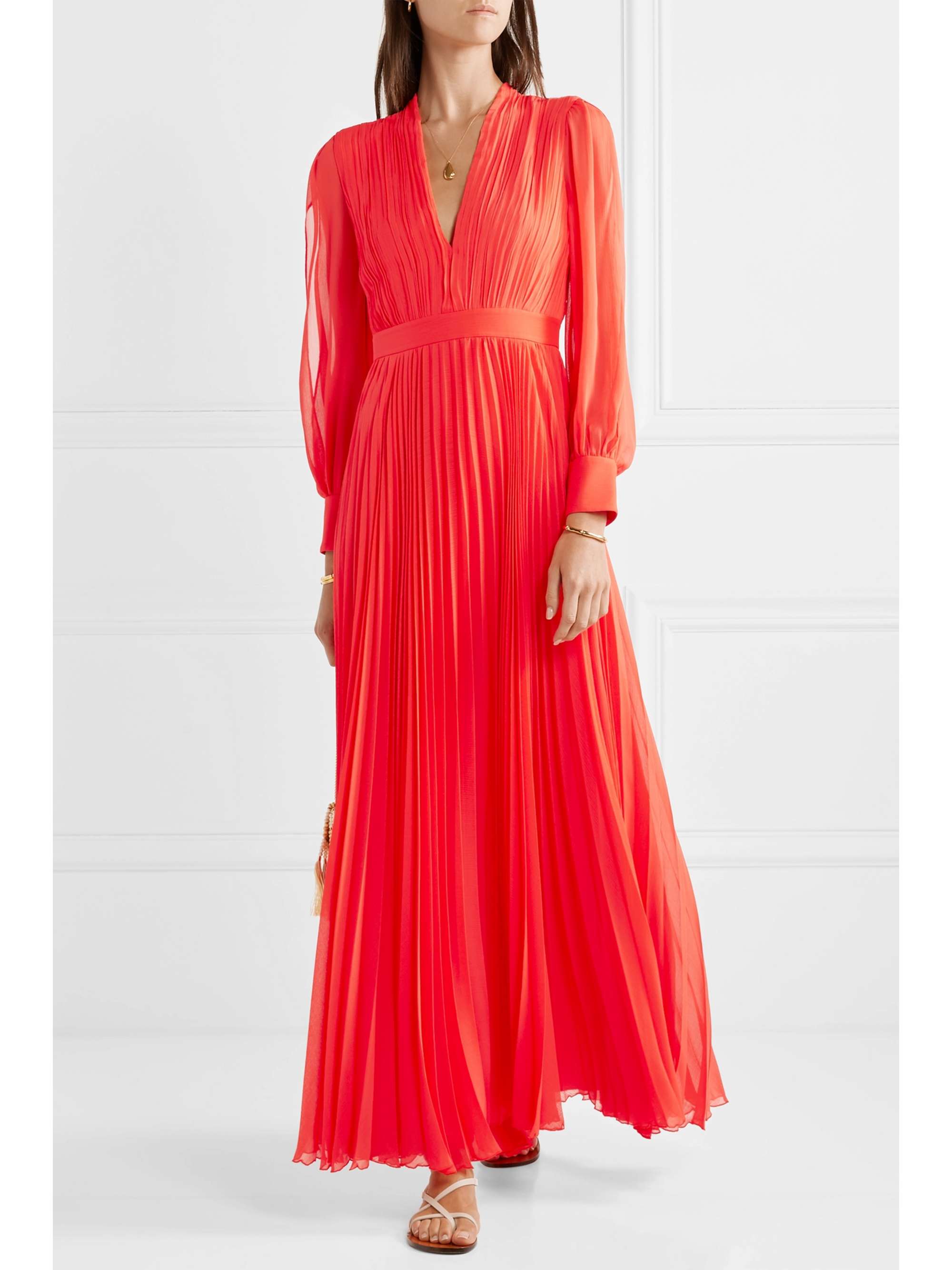 ALICE + OLIVIA Cheney cutout pleated georgette maxi dress
