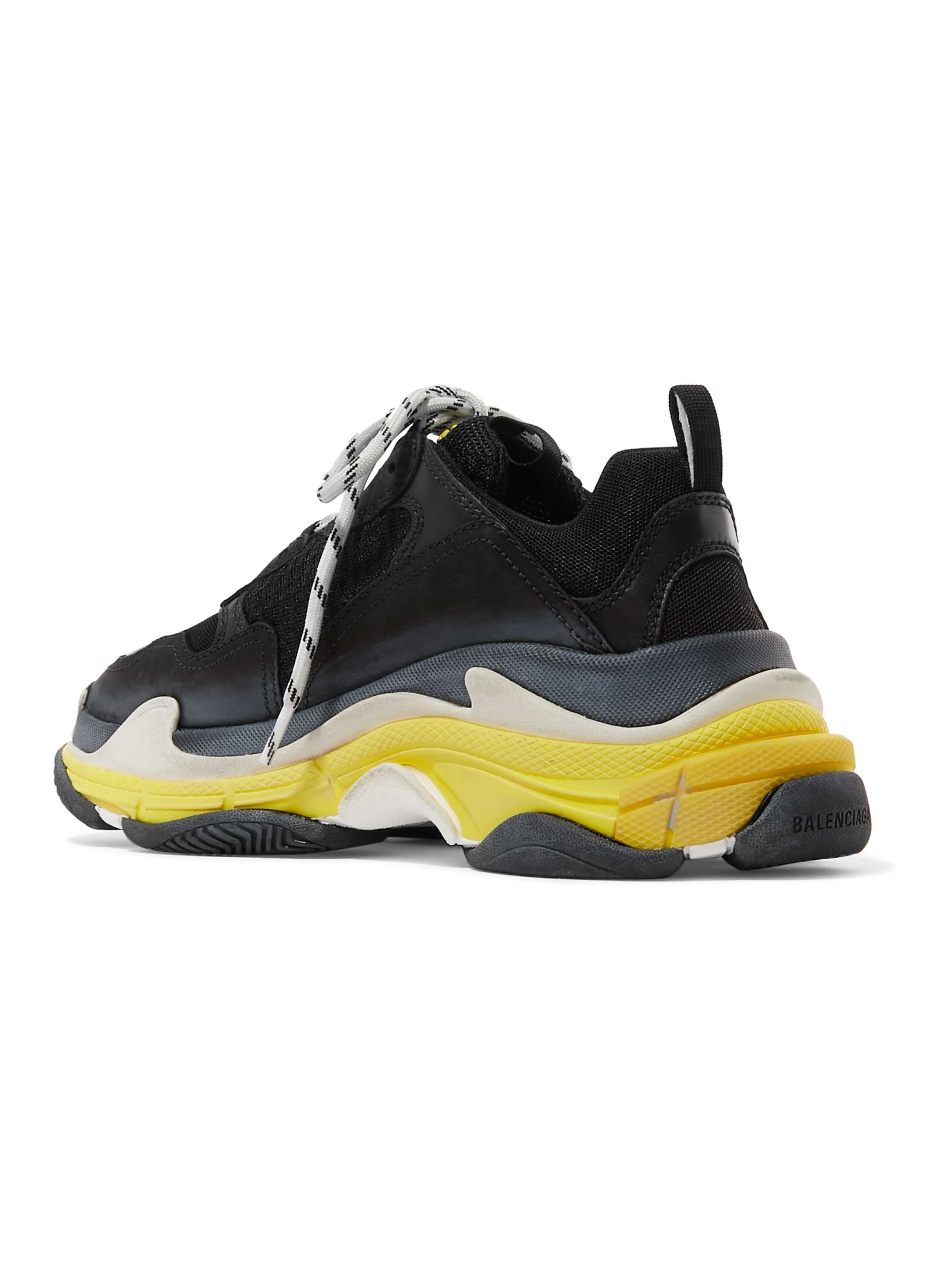 BALENCIAGA Triple S logo-embroidered leather, nubuck and mesh sneakers