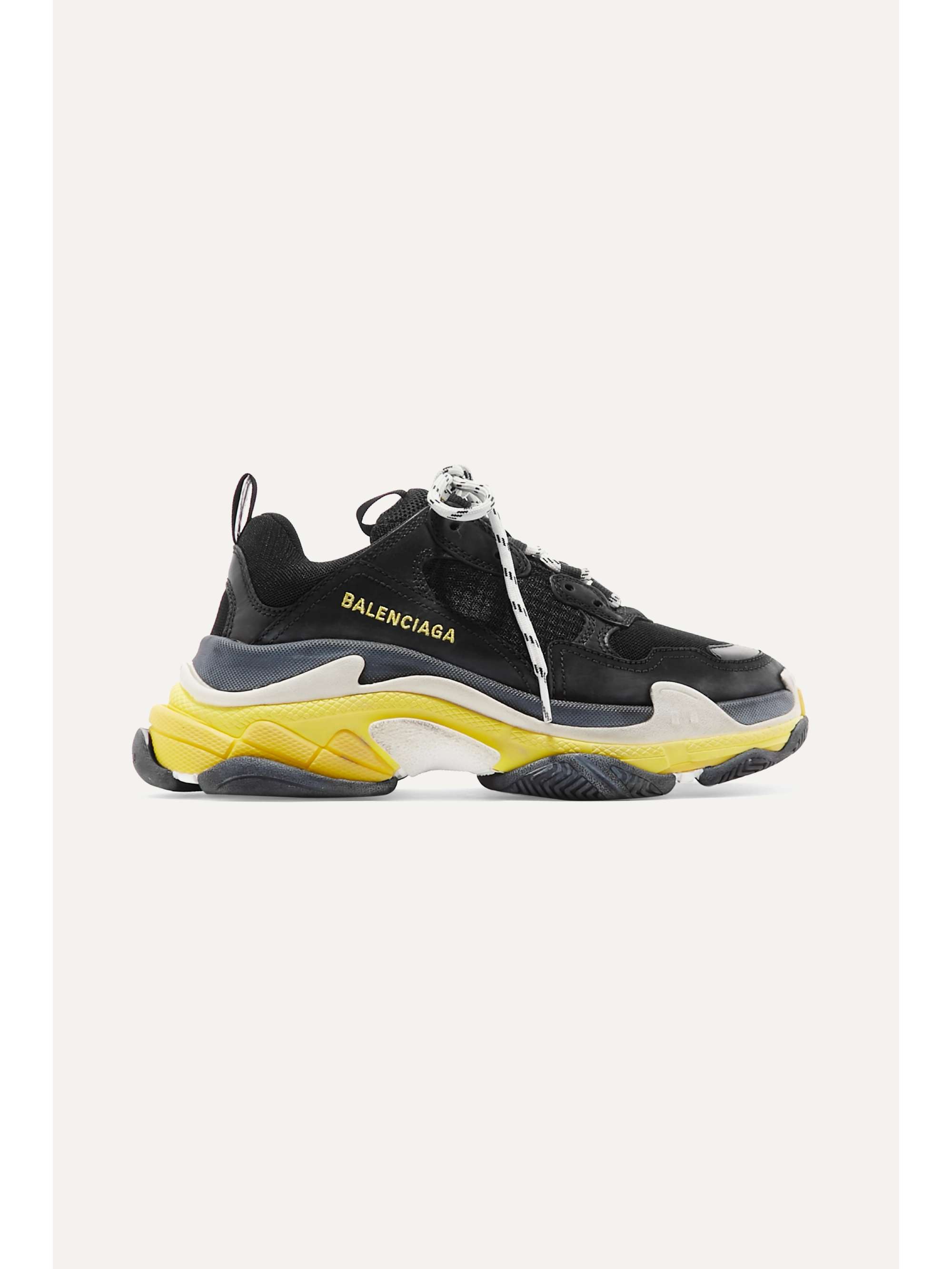 BALENCIAGA Triple S logo-embroidered leather, nubuck and mesh sneakers