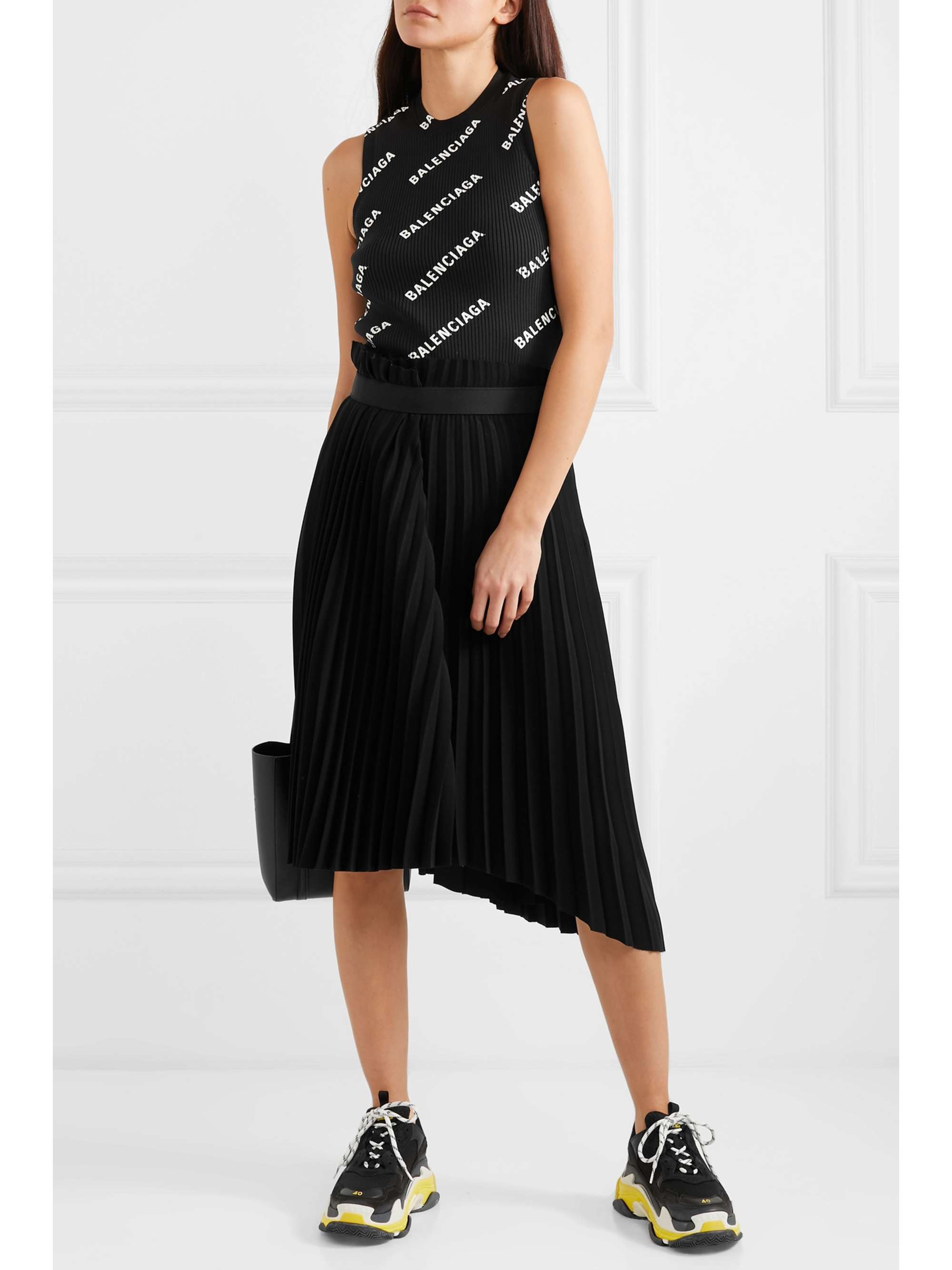 BALENCIAGA Triple S logo-embroidered leather, nubuck and mesh