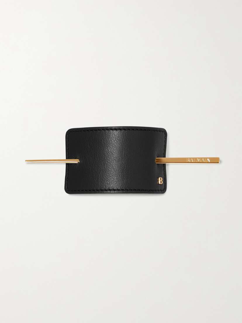 Balmain Gold-tone And Leather Hairclip