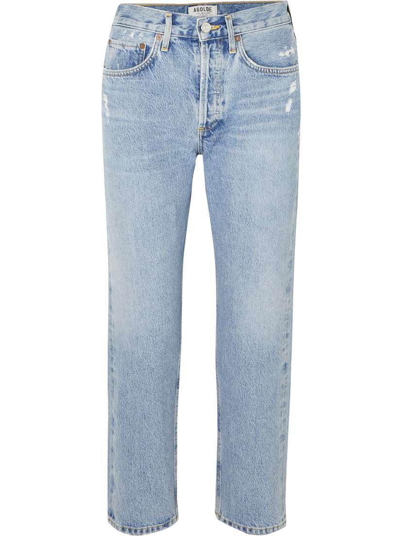 AGOLDE Parker Distressed Cropped Mid-rise Straight-leg Jeans