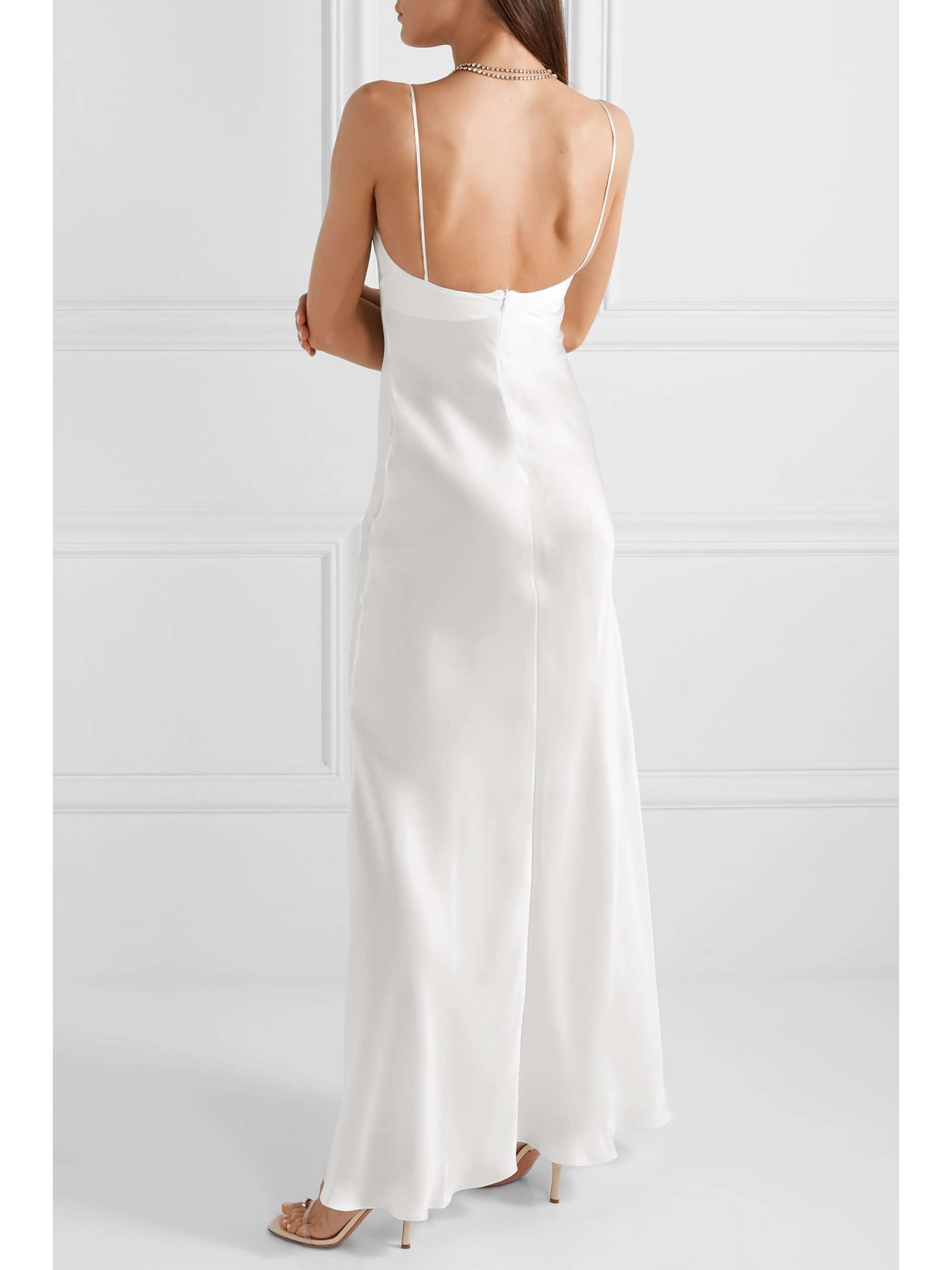 White Silk-satin gown | RASARIO | NET-A ...