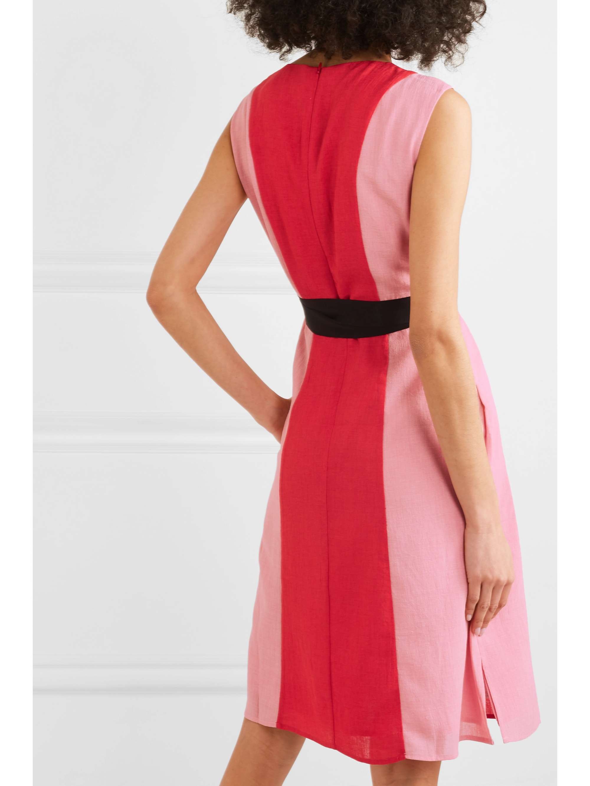 CEFINN Belted two-tone voile dress