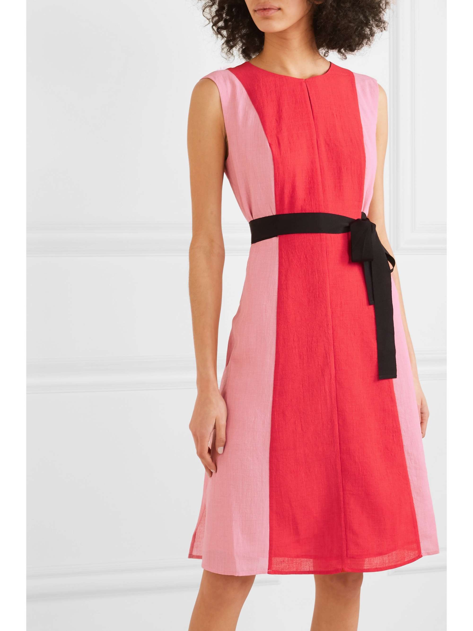 CEFINN Belted two-tone voile dress