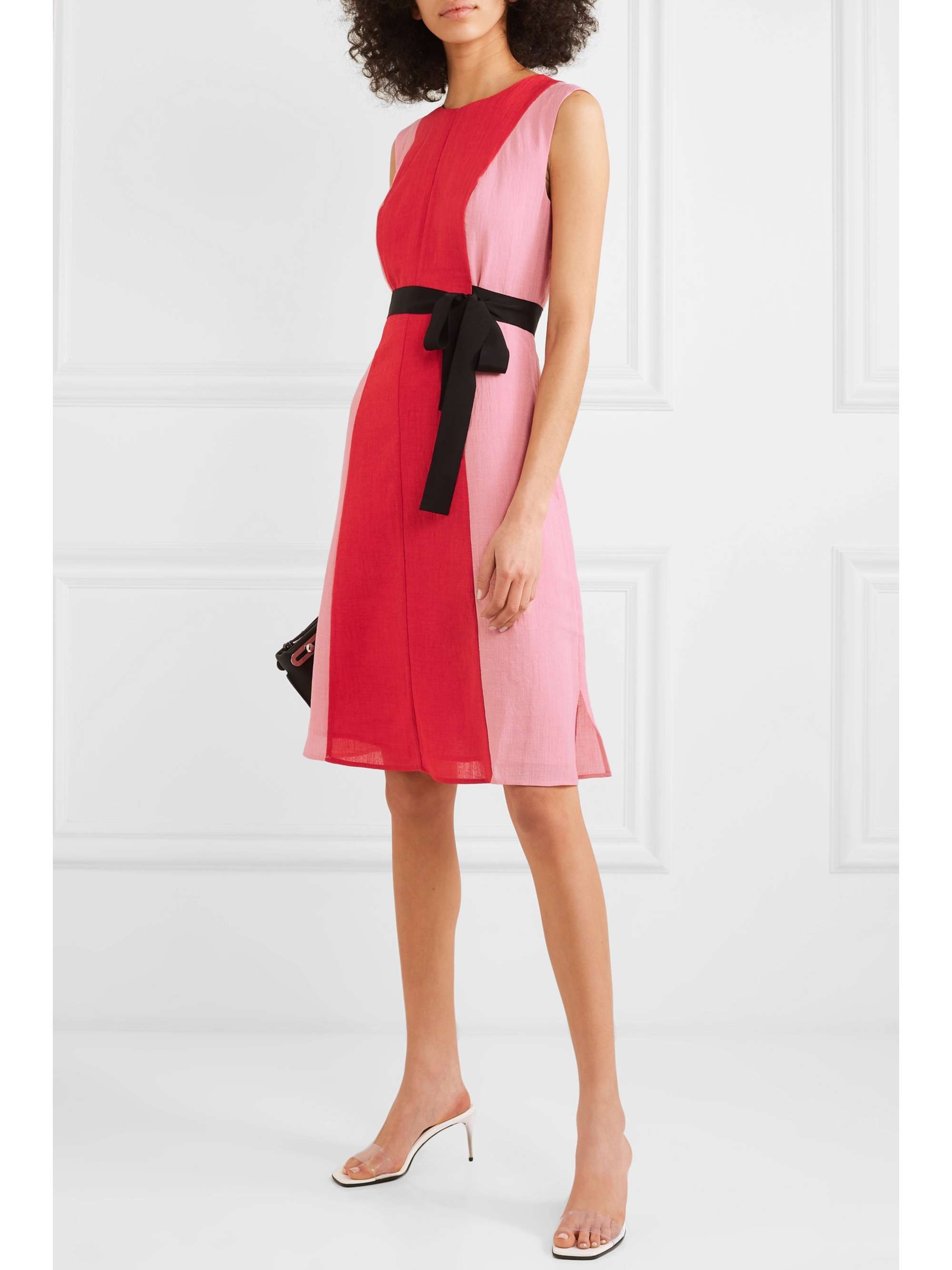 CEFINN Belted two-tone voile dress