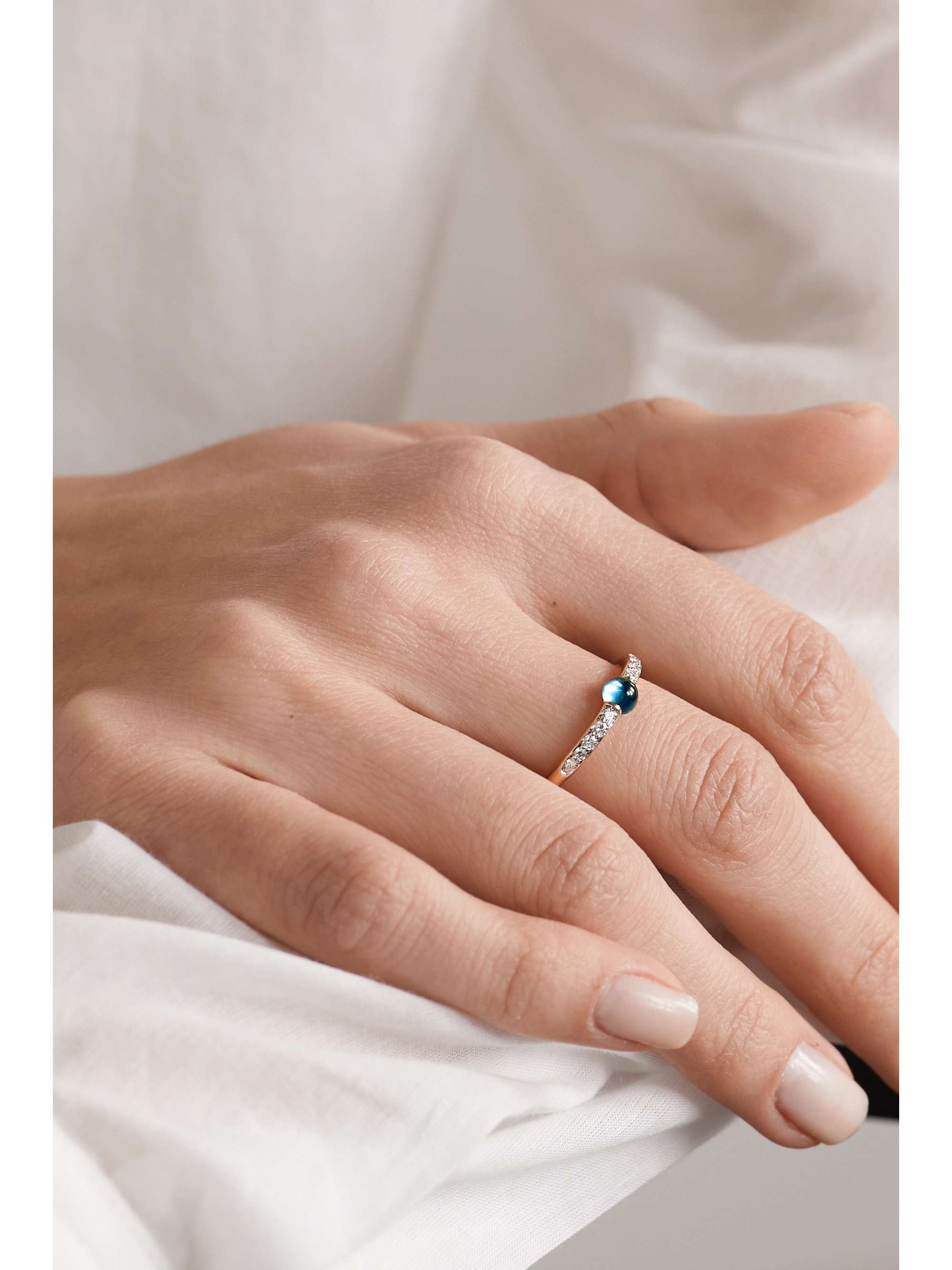 POMELLATO M'ama non M'ama 18-karat rose gold, diamond and topaz ring