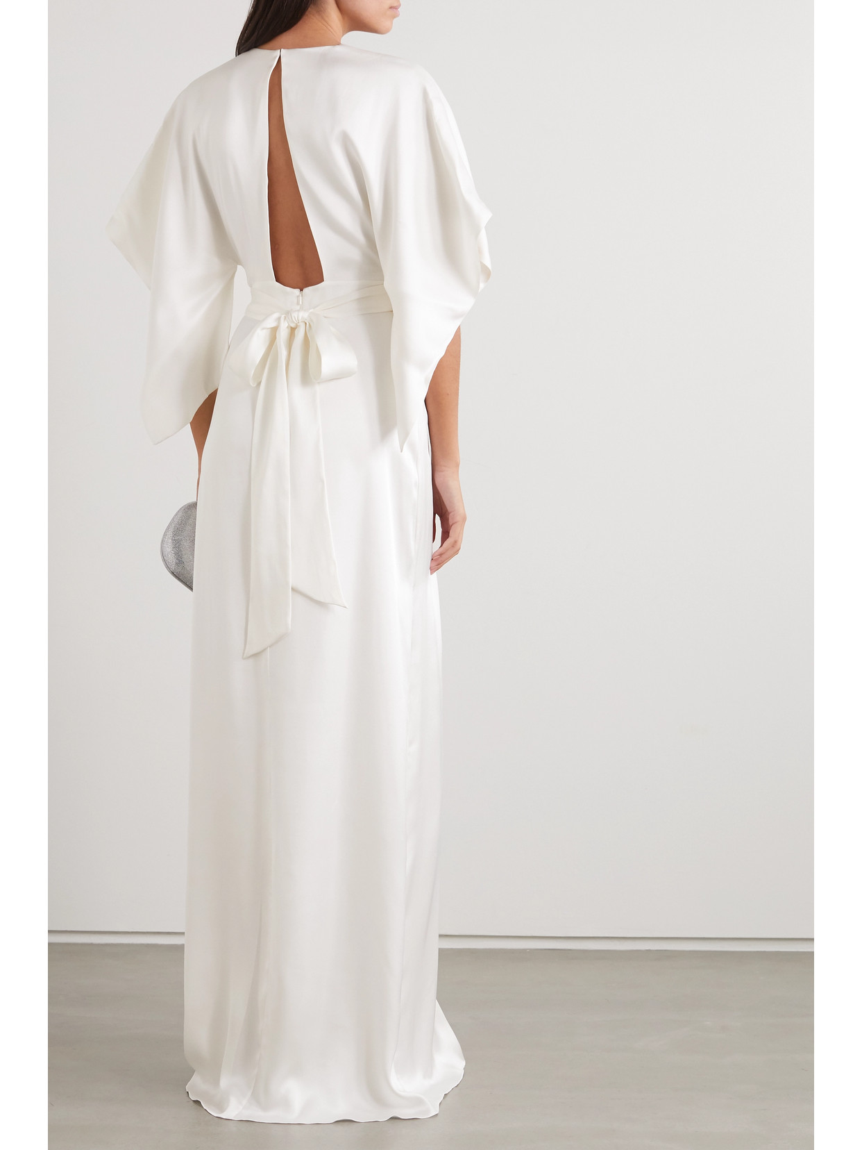 Temperley London Cape-effect Silk-satin Gown In Ivory