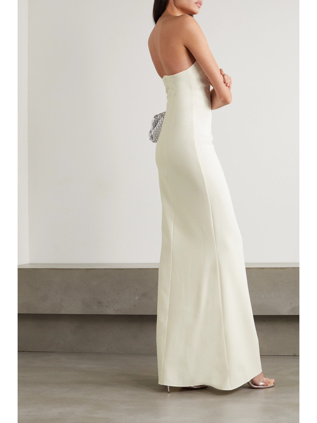 Safiyaa Strapless Crepe Gown In Ivory