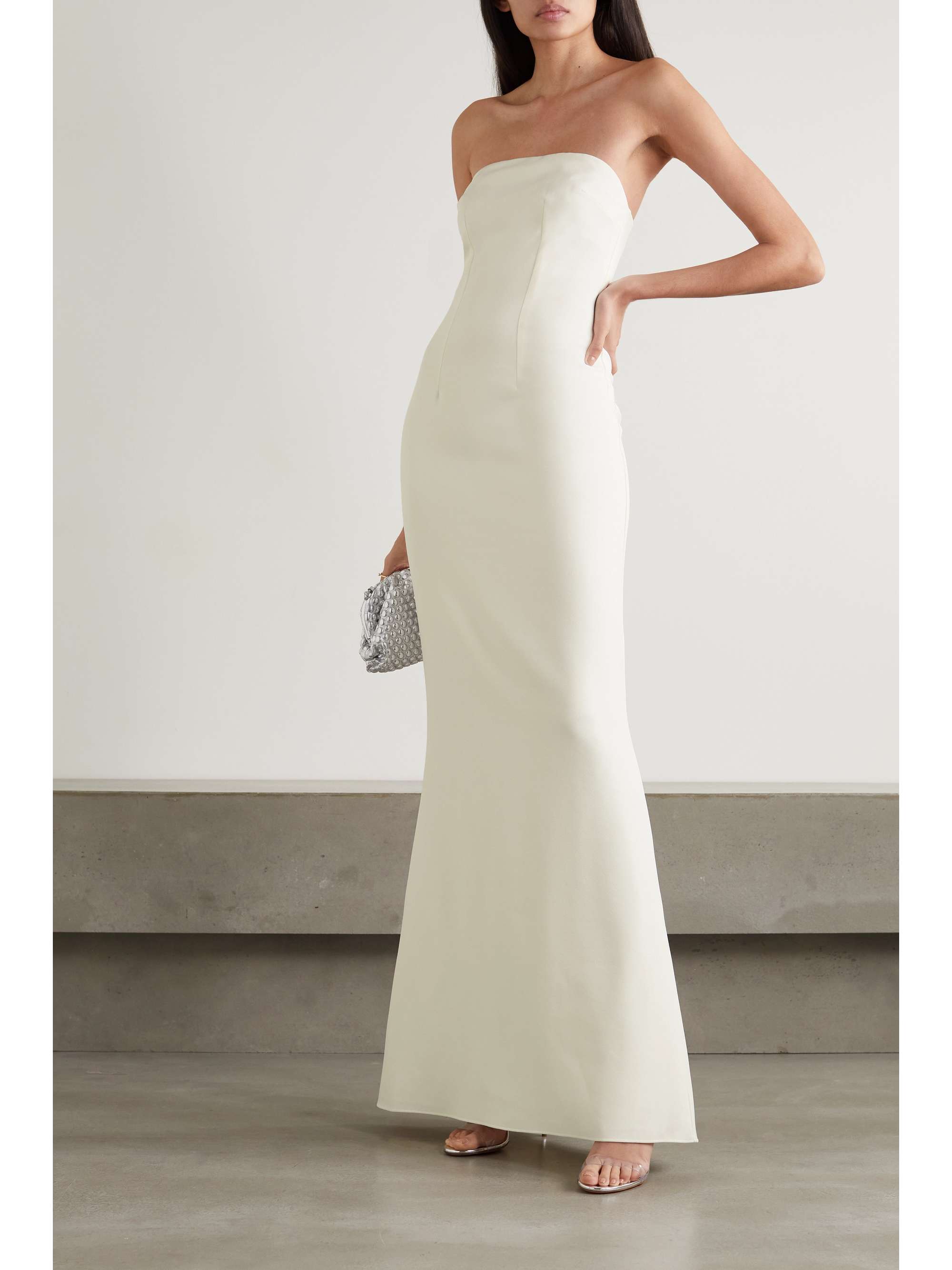 Ivory Strapless crepe gown | SAFIYAA ...