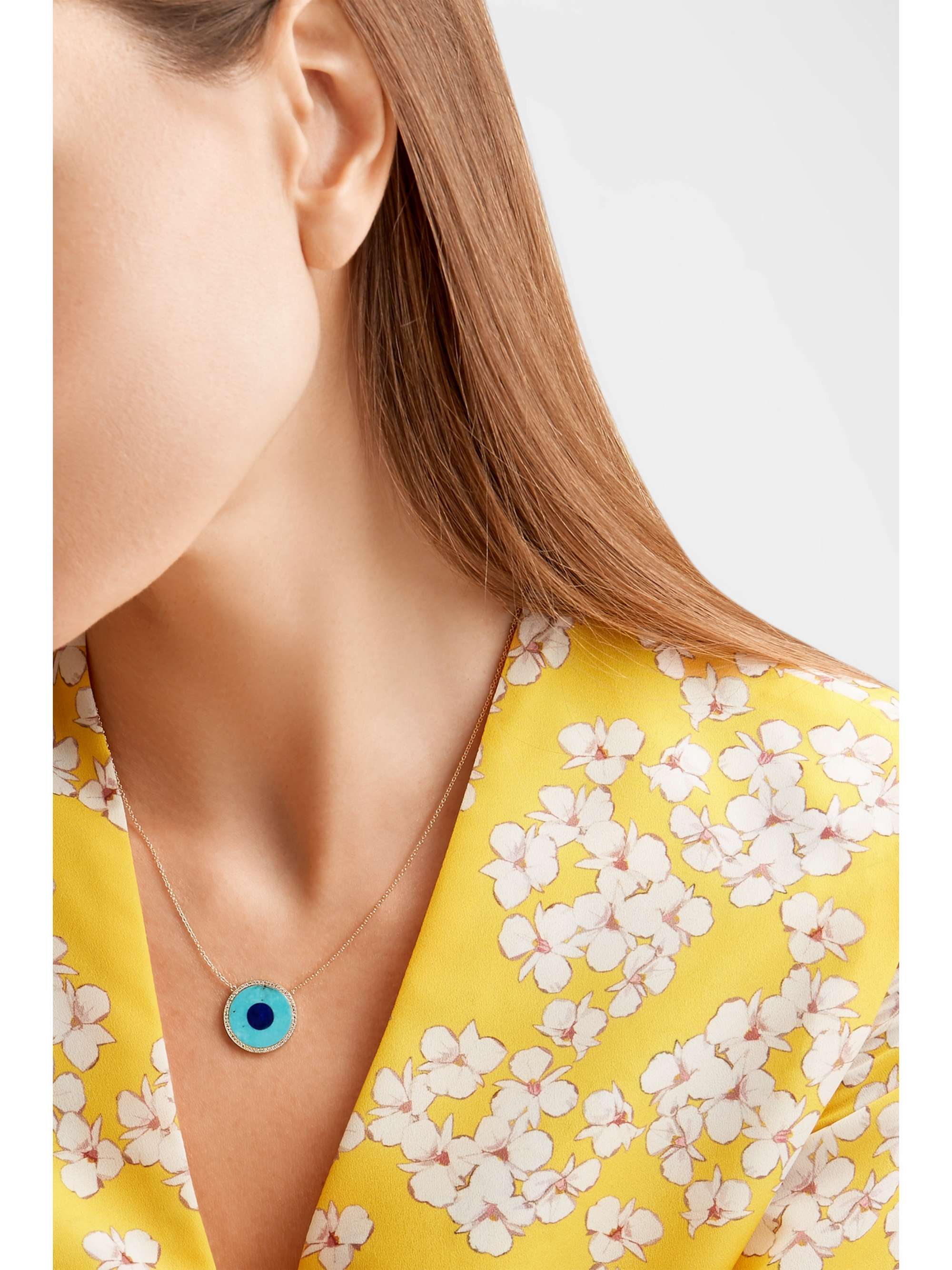 JENNIFER MEYER Evil Eye Kette aus 18 Karat Gold mit mehreren Steinen