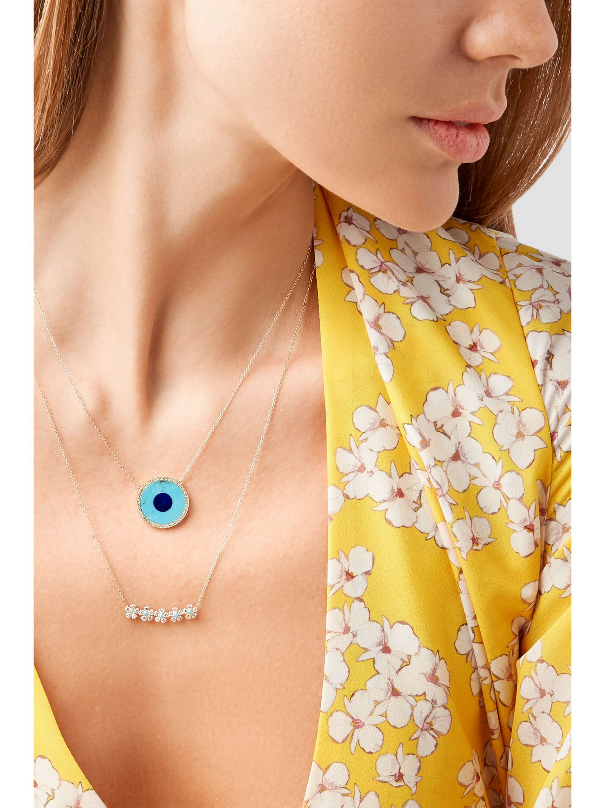 JENNIFER MEYER Evil Eye Kette aus 18 Karat Gold mit mehreren Steinen