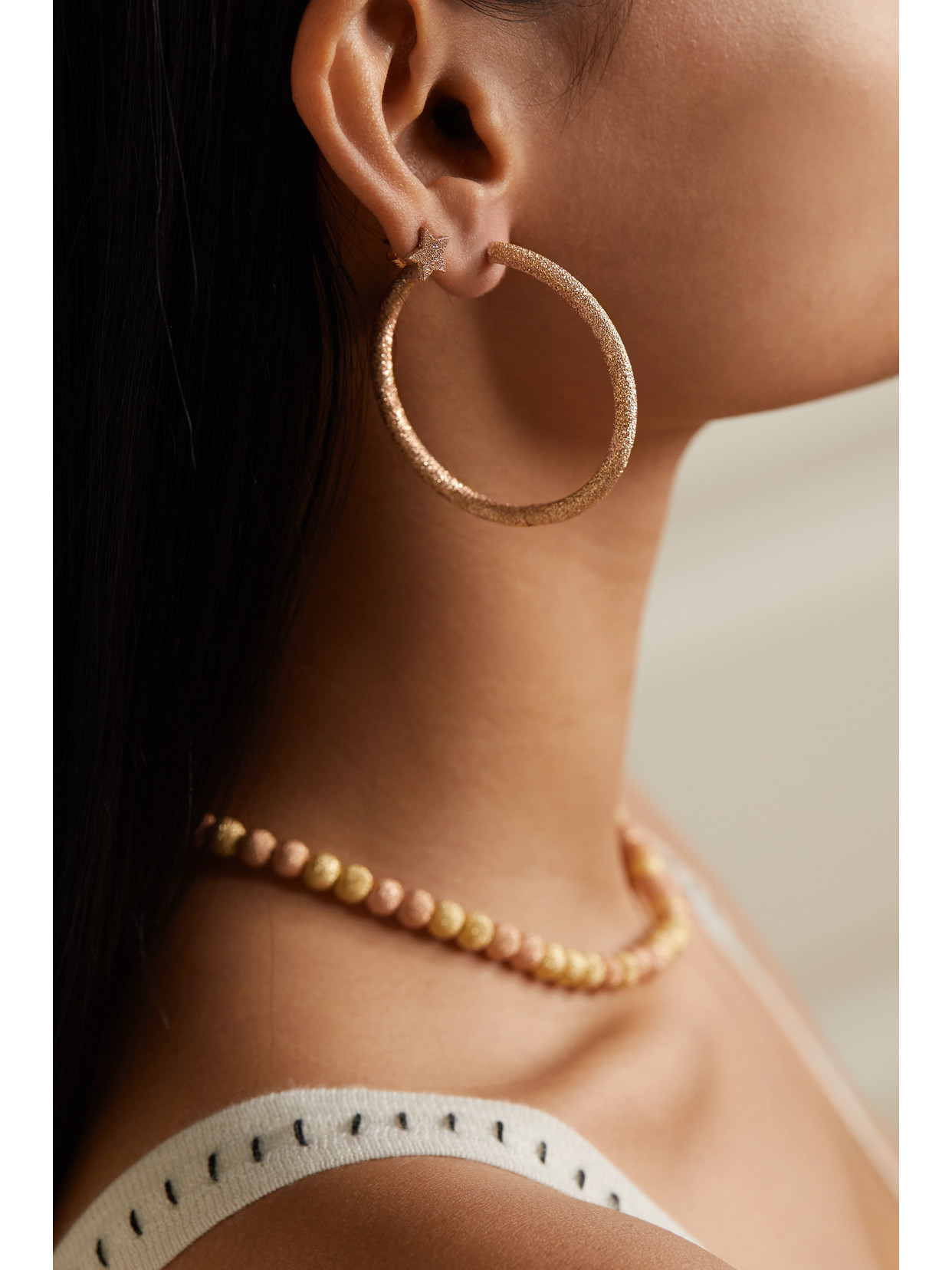 Shop Carolina Bucci 18-karat Rose Gold Earrings