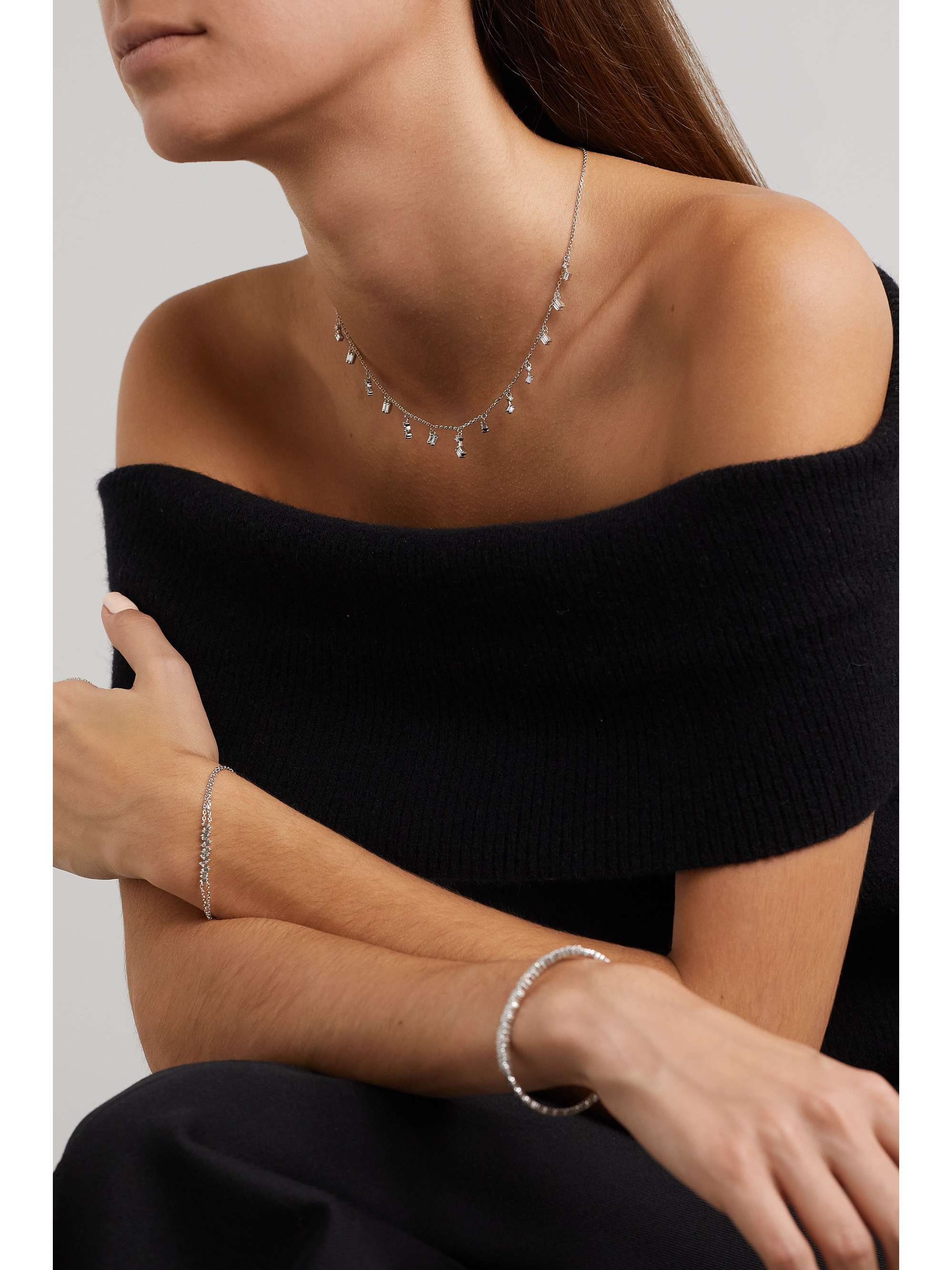 SUZANNE KALAN 18-karat white gold diamond necklace