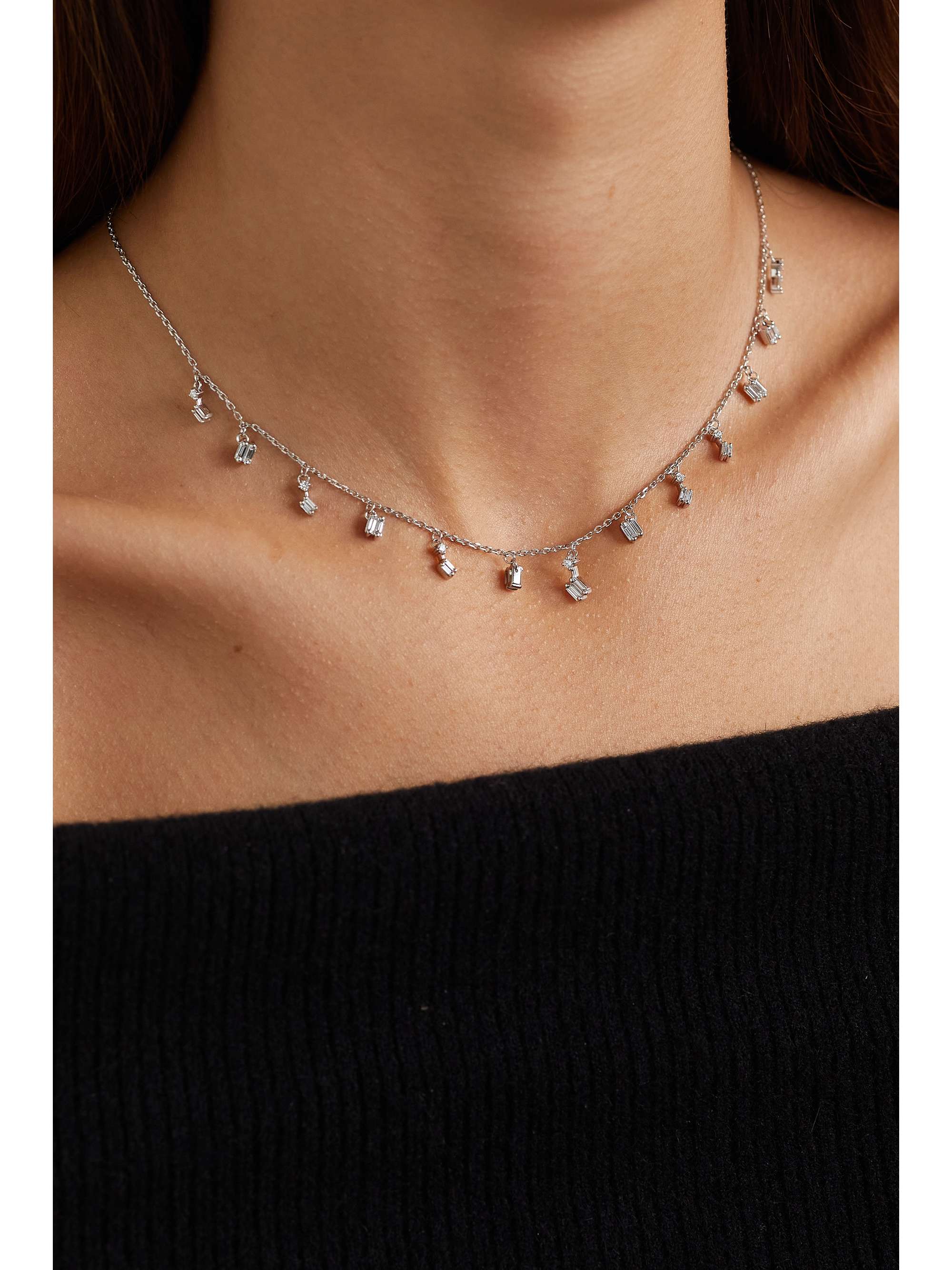 SUZANNE KALAN 18-karat white gold diamond necklace