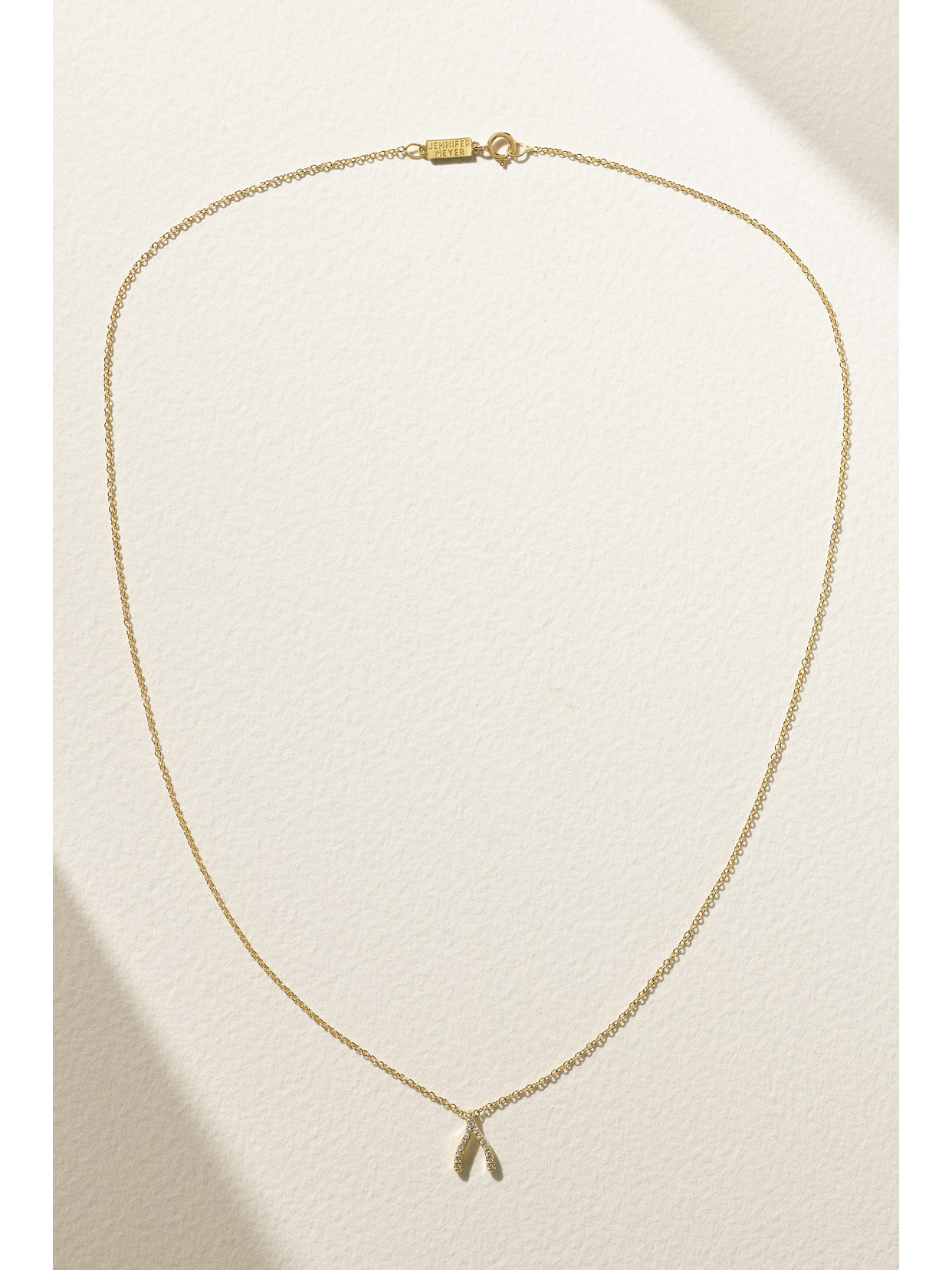 Shop Jennifer Meyer Wishbone 18-karat Gold Diamond Necklace