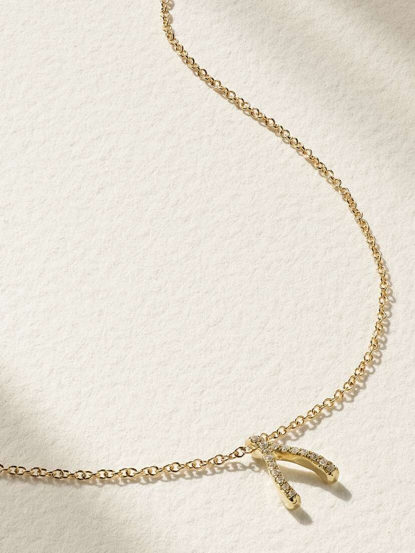 Jennifer Meyer Wishbone 18-karat Gold Diamond Necklace