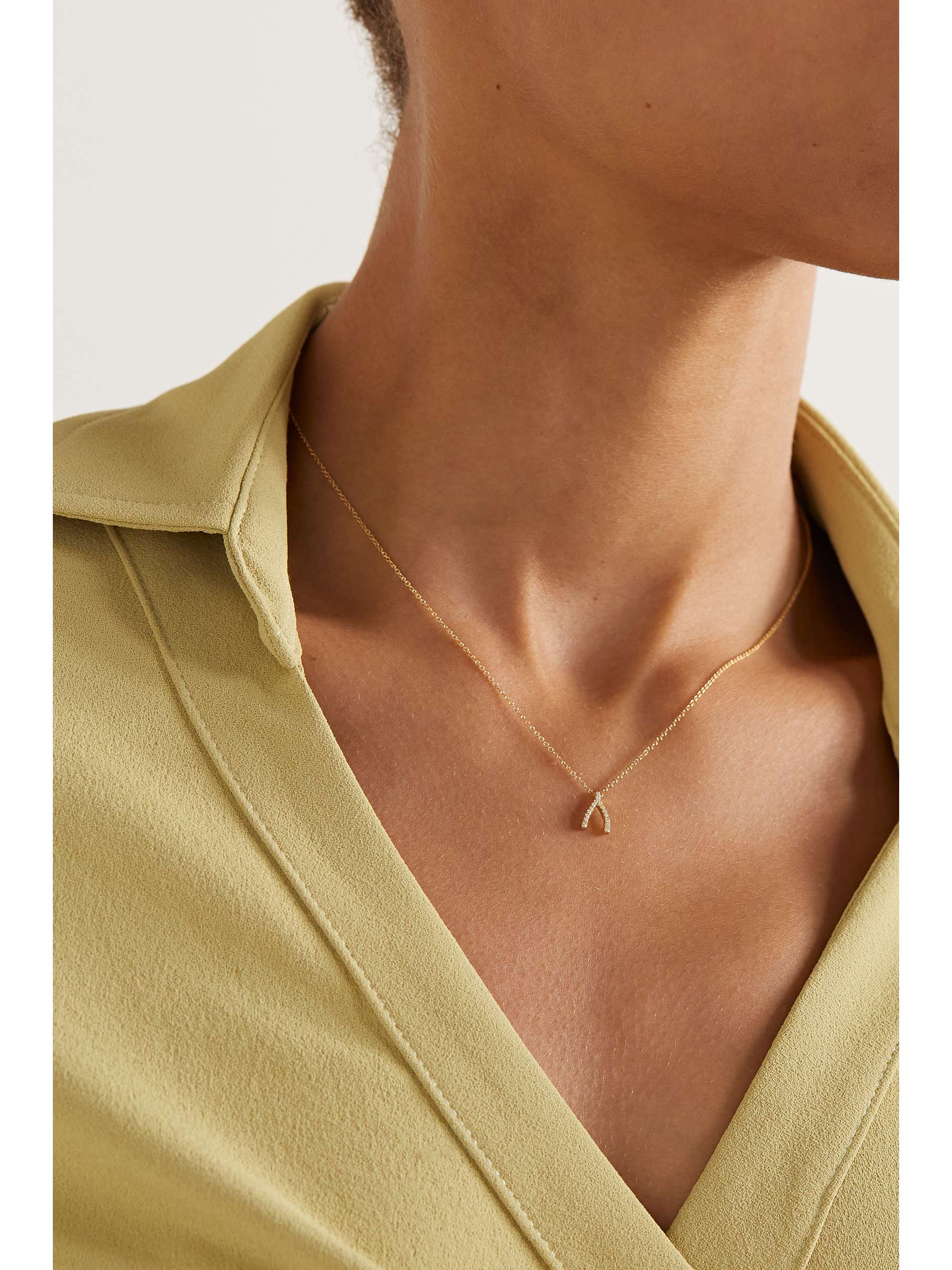 JENNIFER MEYER Wishbone 18-karat gold diamond necklace