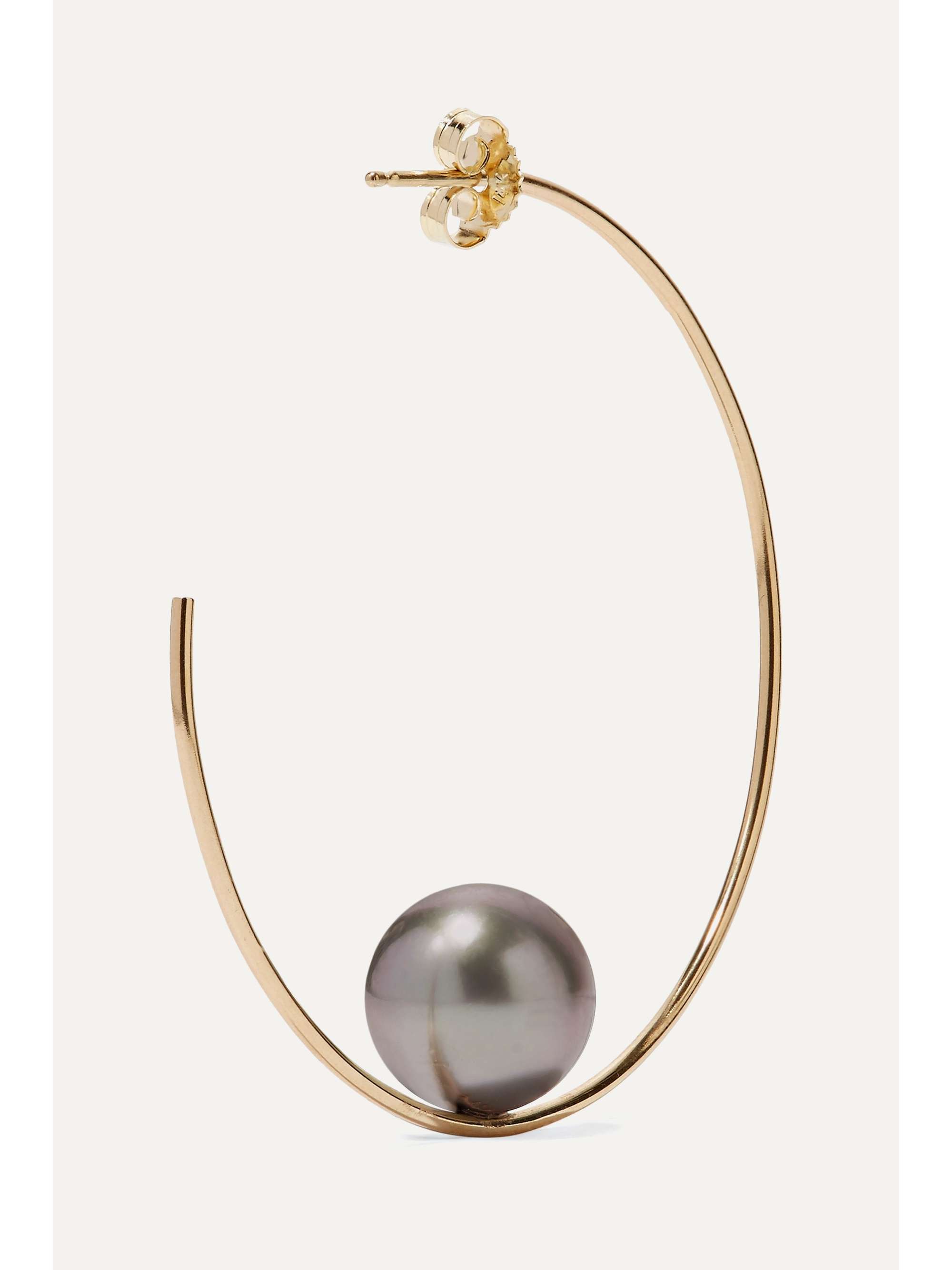 MIZUKI 14-karat gold pearl hoop earrings