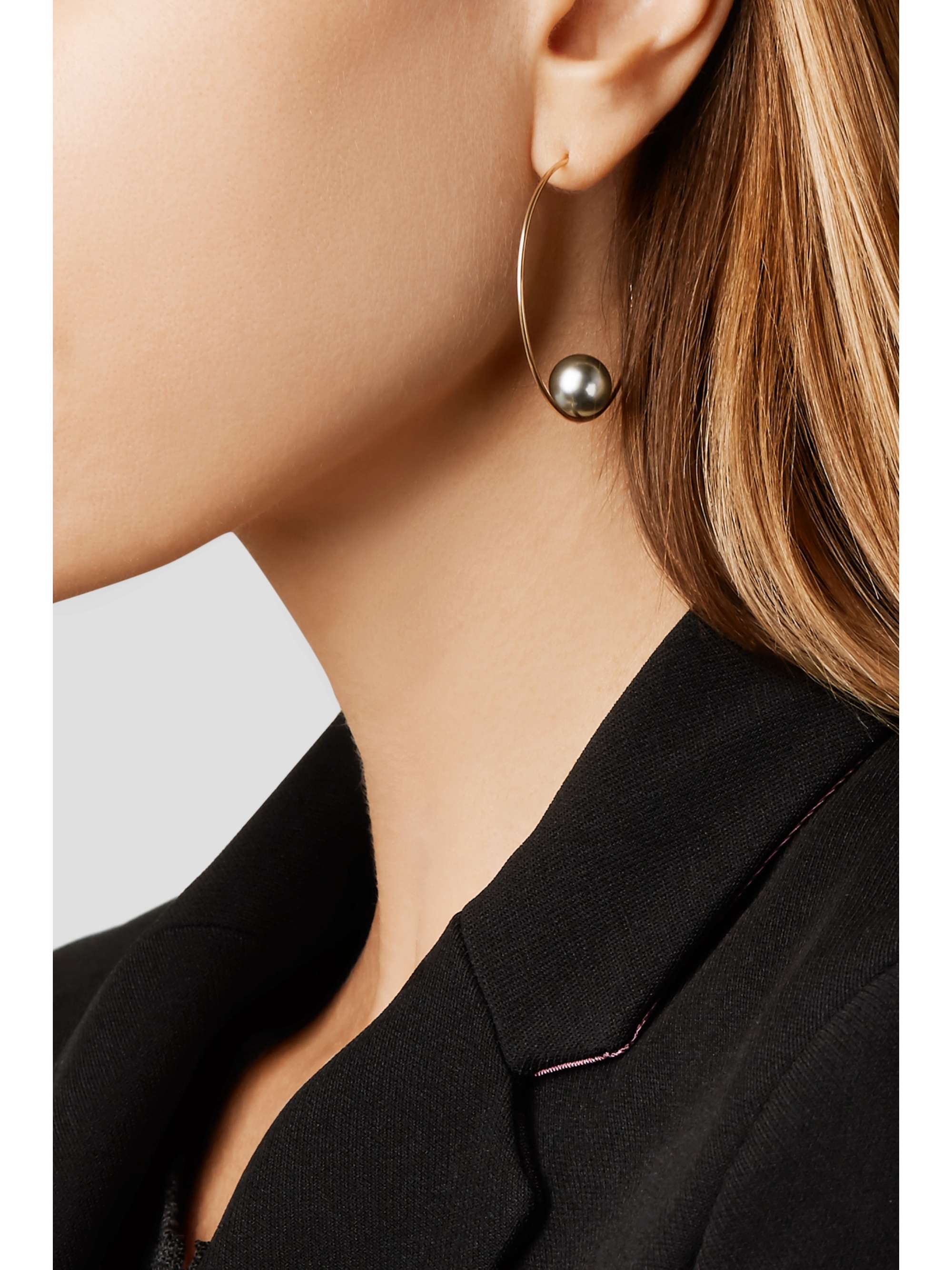 MIZUKI 14-karat gold pearl hoop earrings