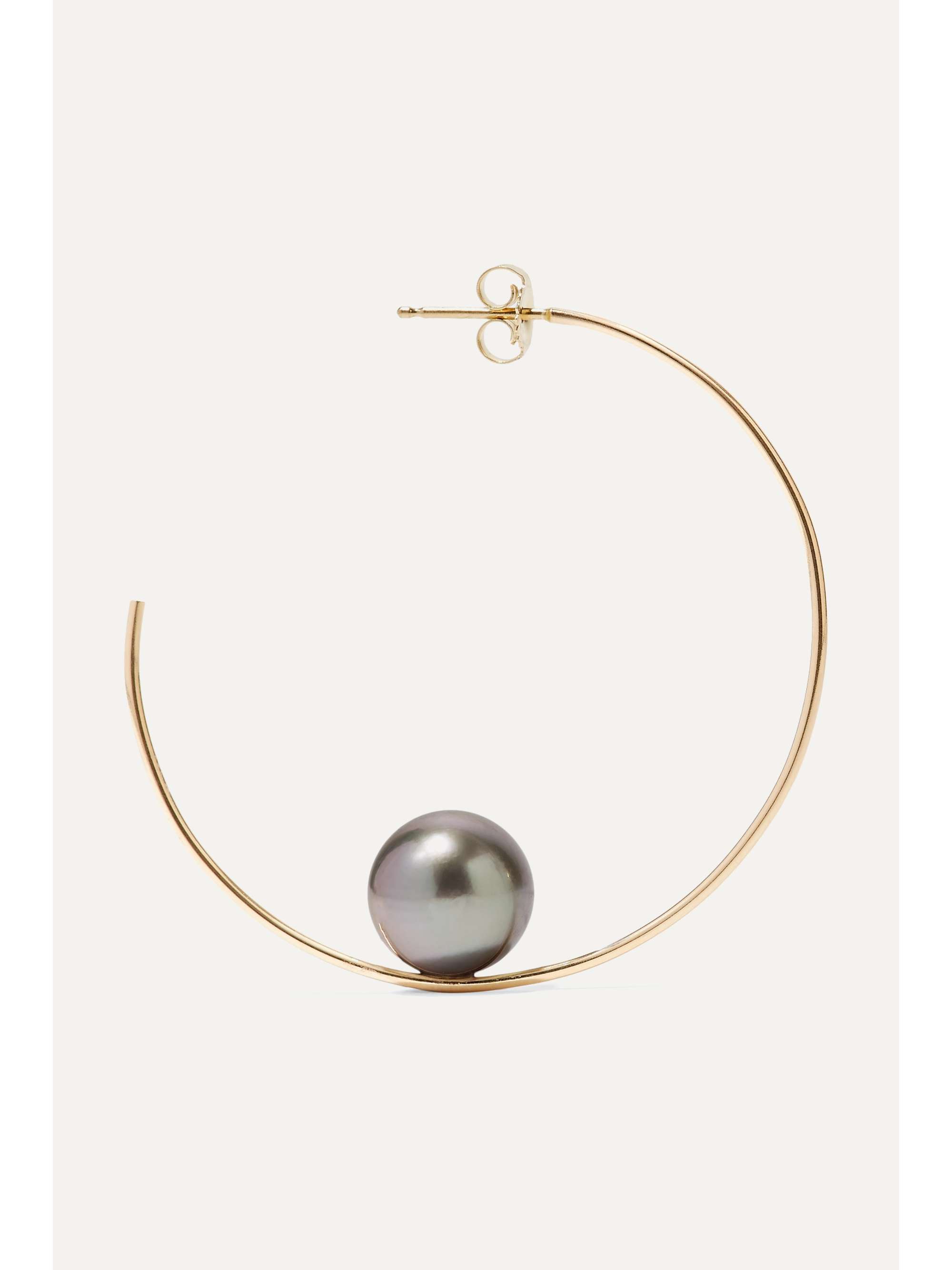 MIZUKI 14-karat gold pearl hoop earrings